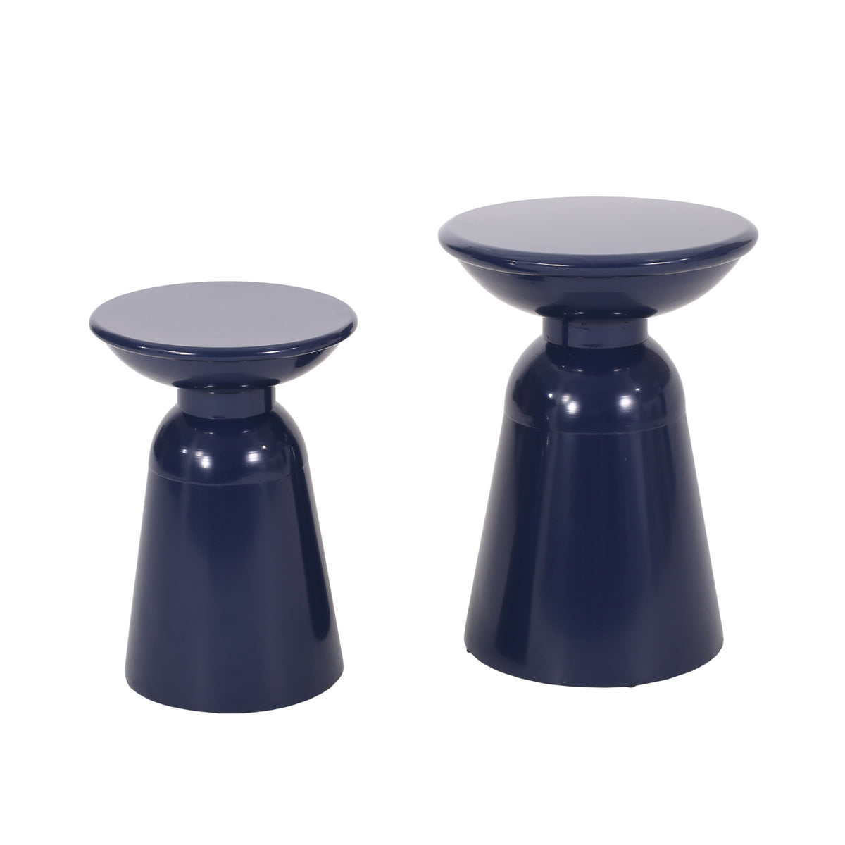 Navy Blue Metal Outdoor Side Table, Set of 2