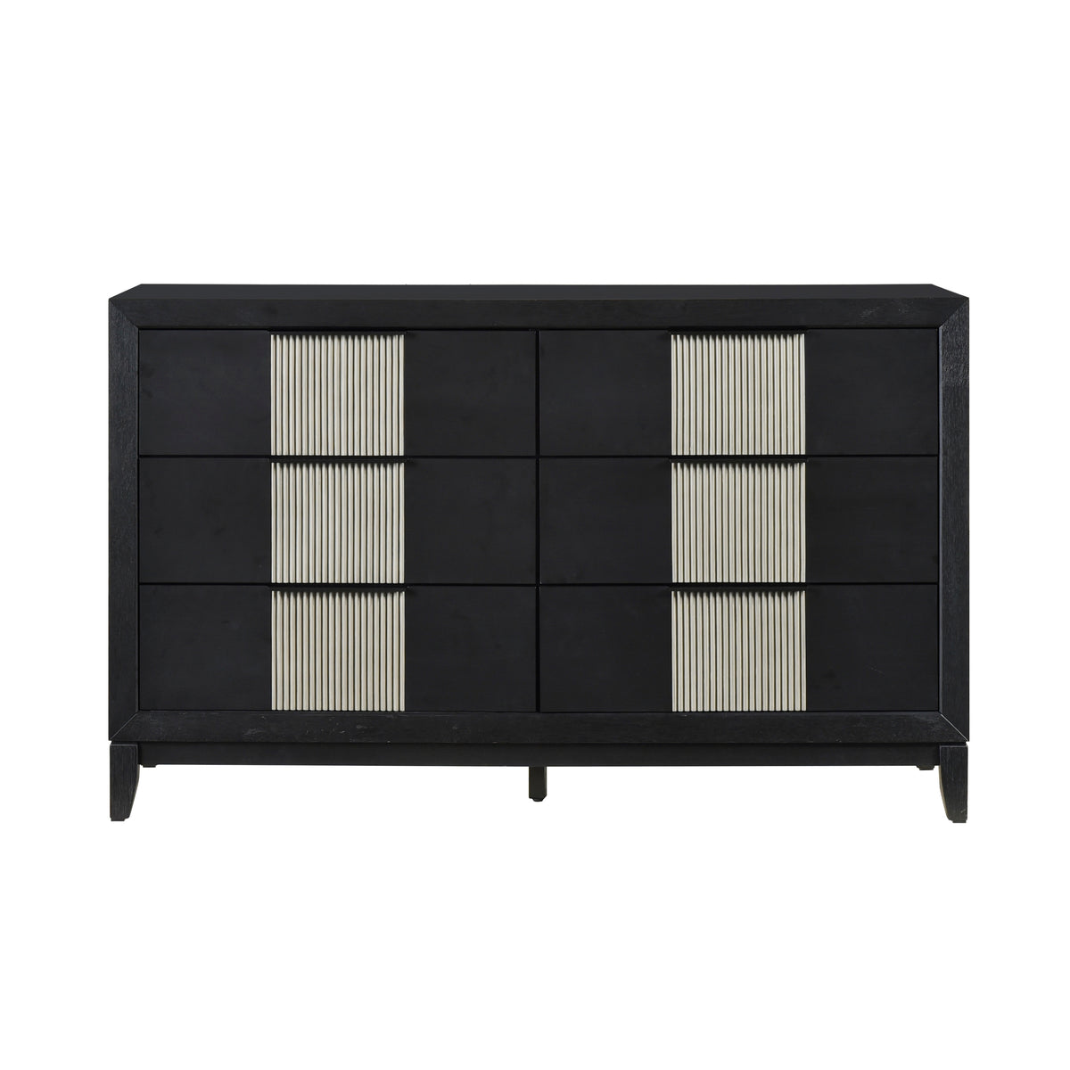 6-Drawer Dresser with Reeded Fronts, Charcoal and Gray