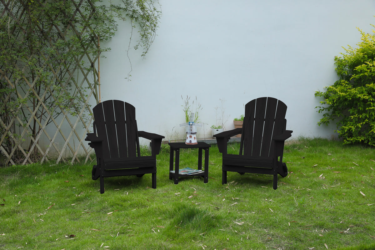 Black HDPE Folding 3-Piece Patio Conversation Set