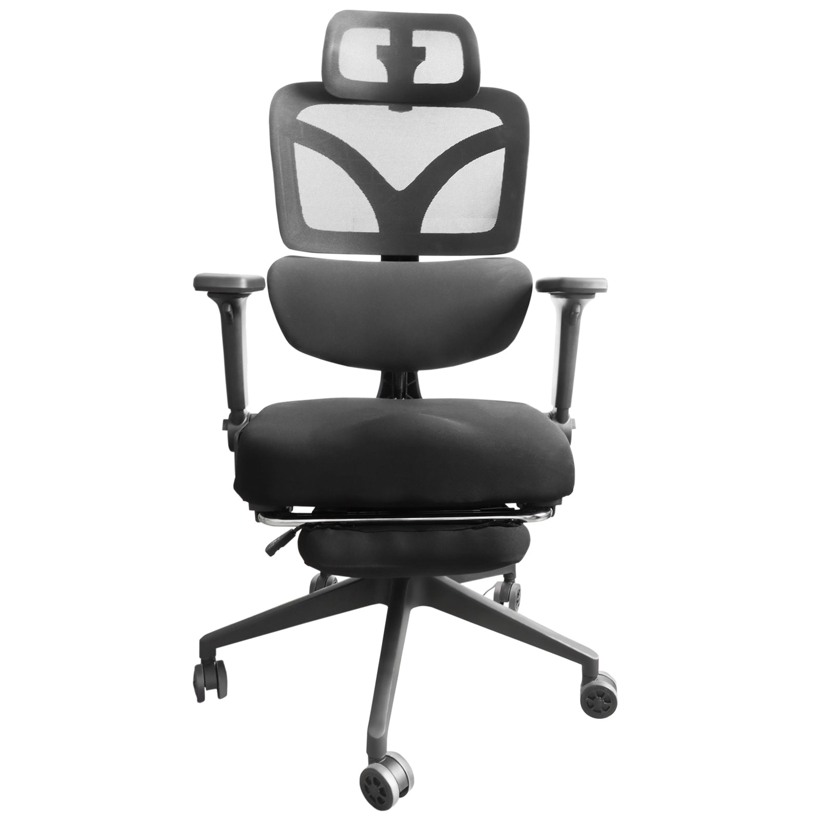 Black Mesh Office Chair, Height Adjustable, Reclining, 53.2 in Tall