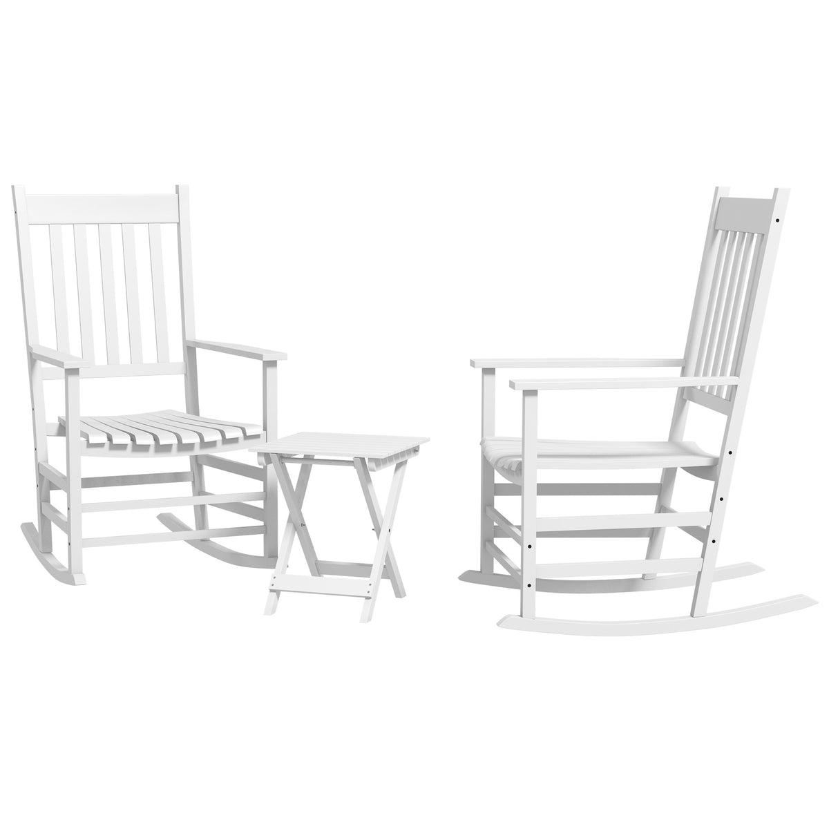 White Wood 3-Piece Patio Conversation Set for 2