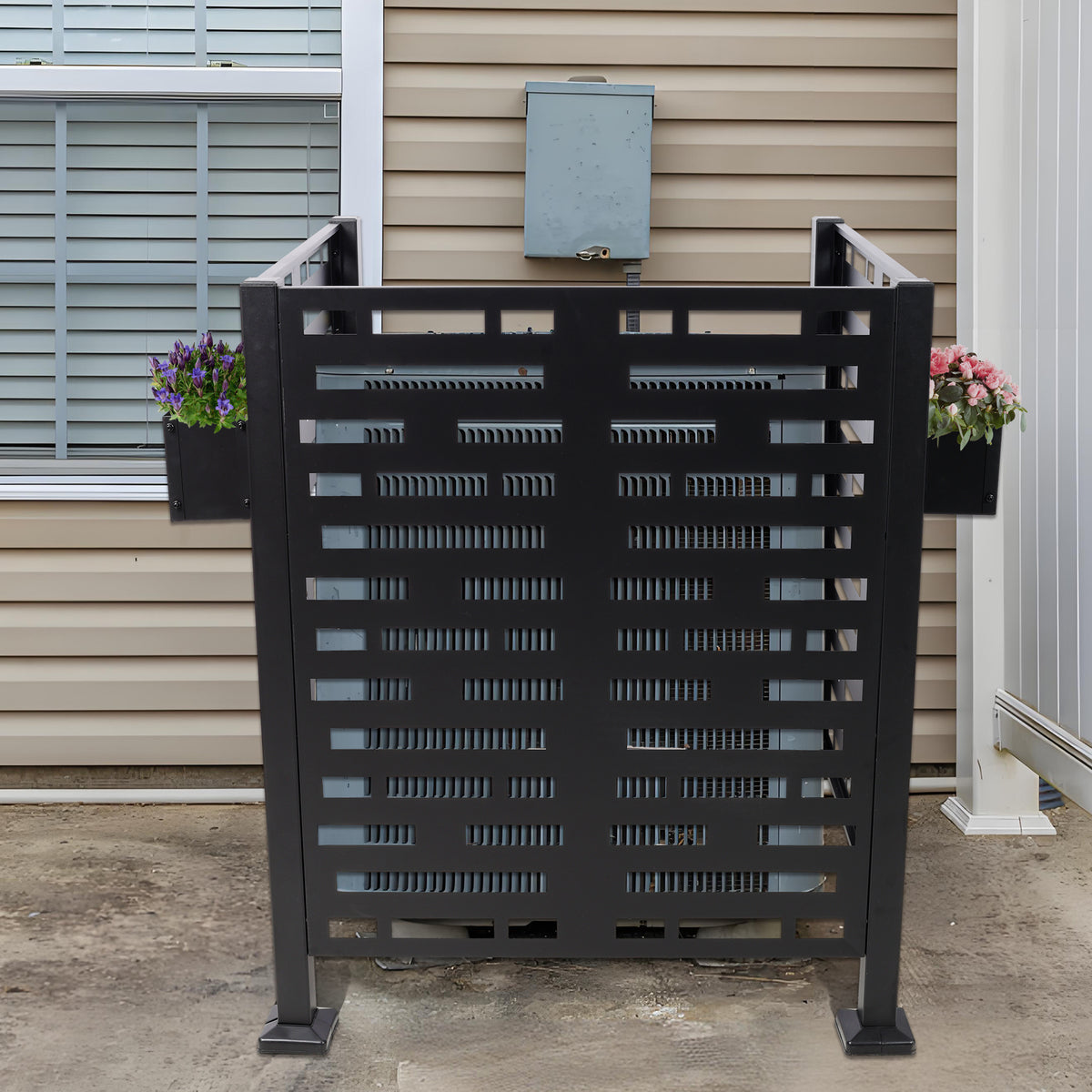 Black Metal Garden Fence, 44.5 in Tall