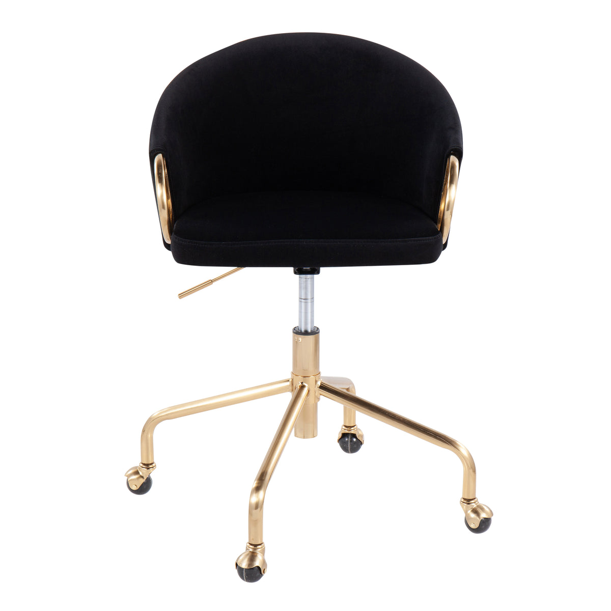 Black Velvet Office Chair with Gold Base, Swivel, 250 lb