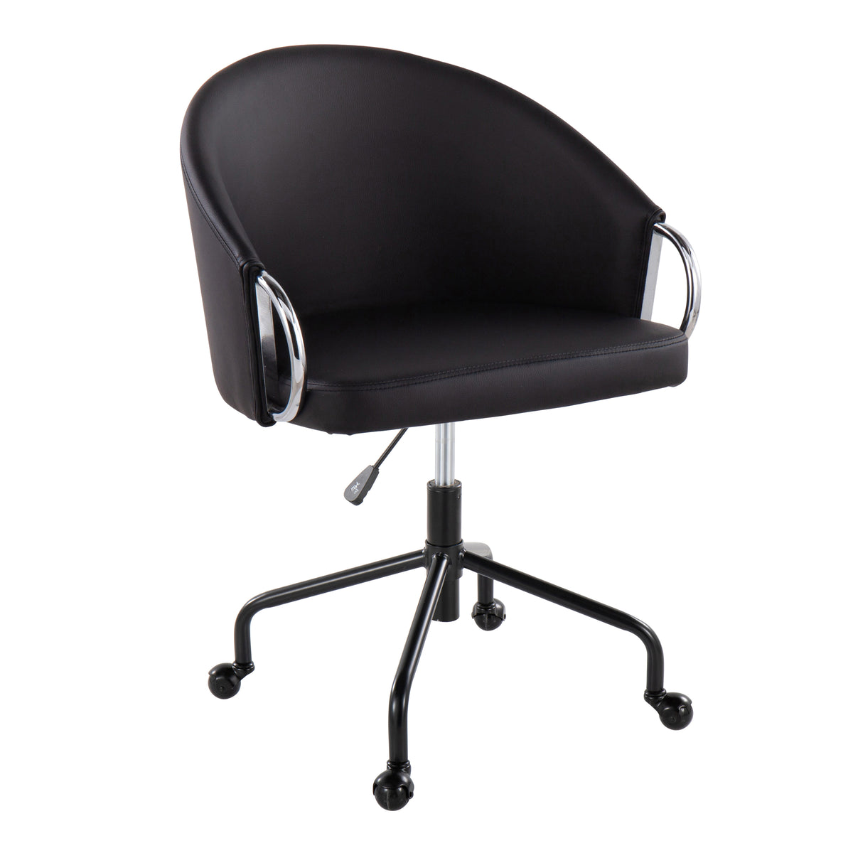 Black Vegan Leather Office Chair with Chrome Base, Swivel, 250 lb