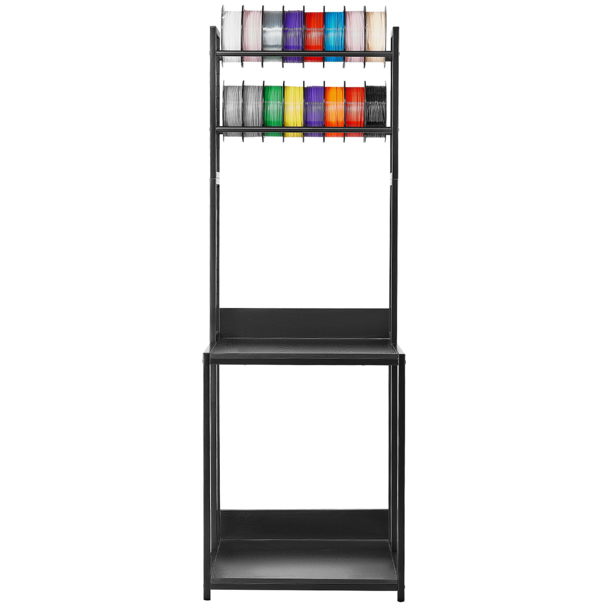 Steel Printer Stand, 4 Shelves, Swivel, 71.7 in Tall, Black