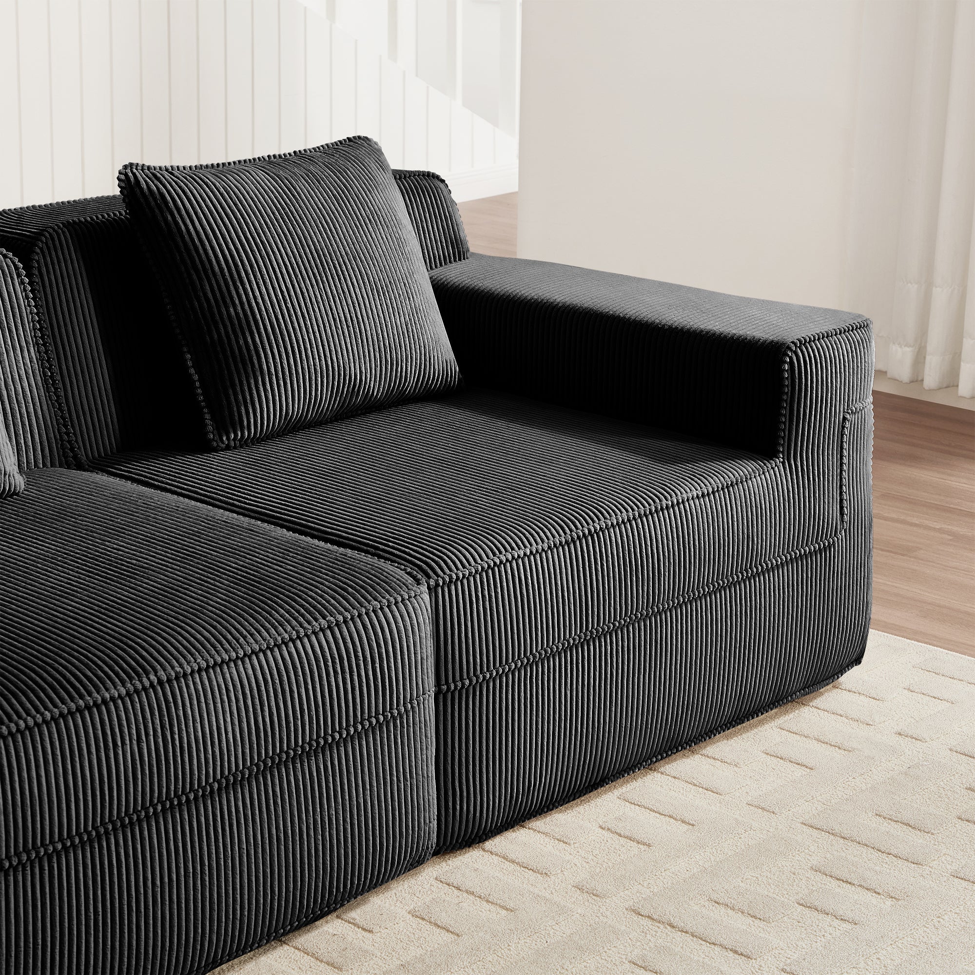 Hudson 2-Seat Boneless Couch in Black #Color_Black