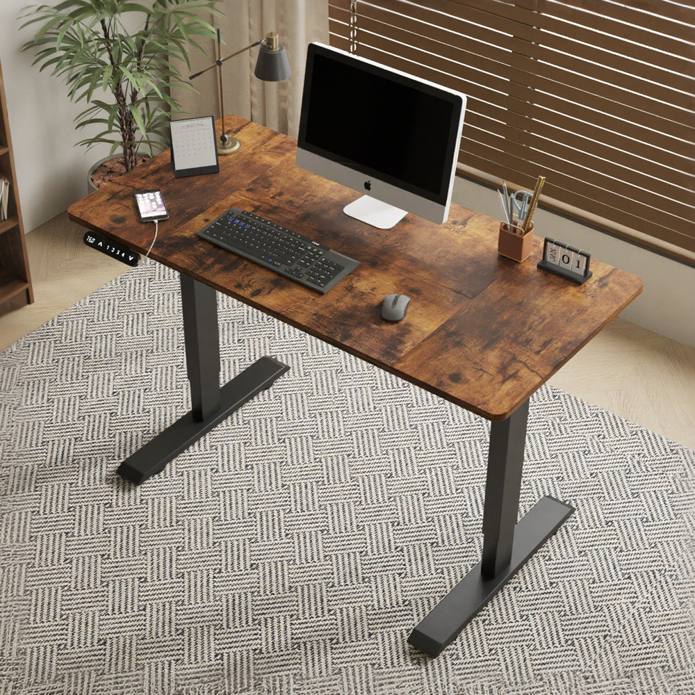 Modern Electric Standing Desk, 4 Memory Presets, USB-C, 55.1 in, Brown