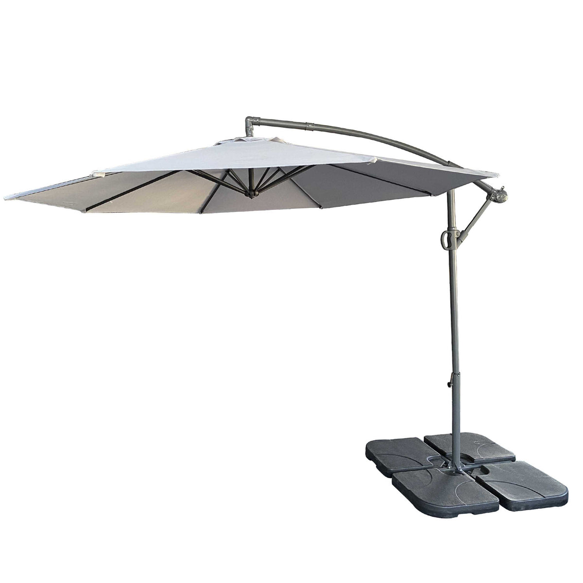 10 ft Gray Cantilever Patio Umbrella with Tilt