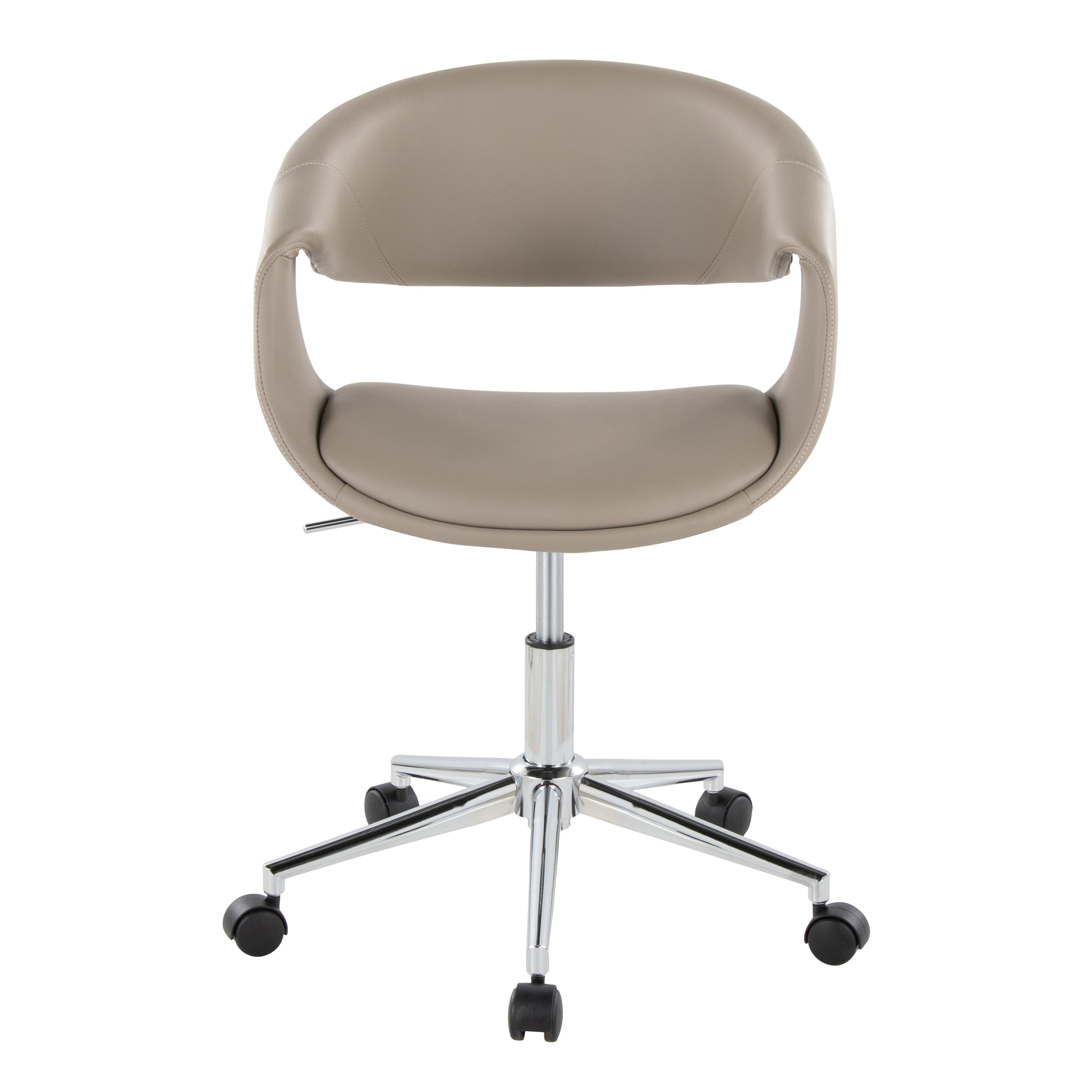 Light Gray Vegan Leather Office Chair with Chrome Base, Swivel, 250 lb