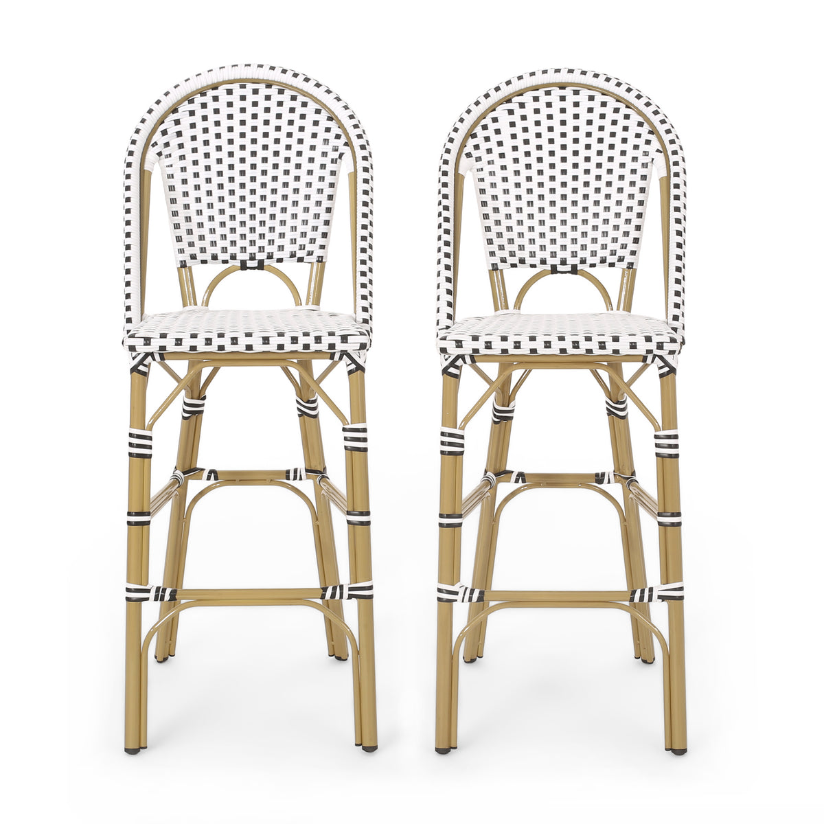 Aluminum Outdoor Bar Stool, Set of 2, 29.5 in Seat Height