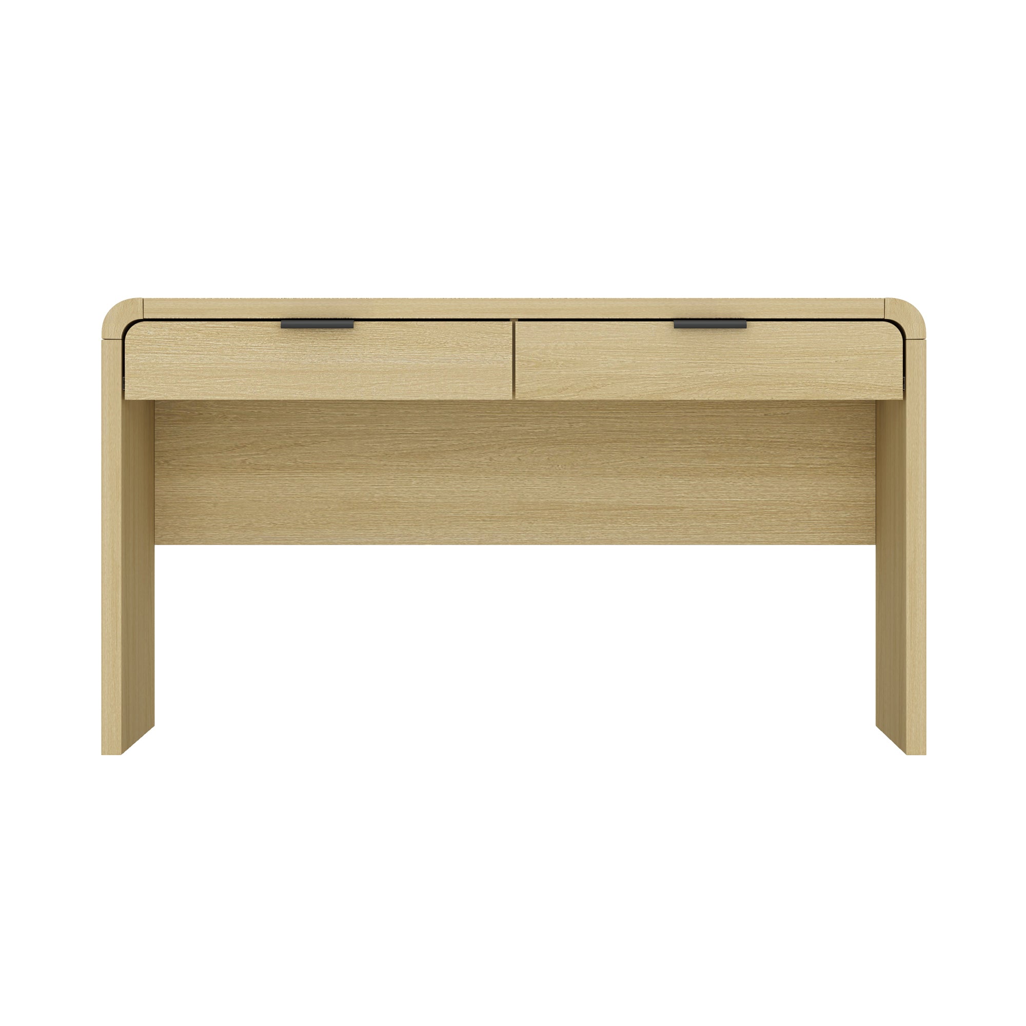 Minimalist Computer Desk, 2 Drawers, 54 in, Natural, 30 in Tall