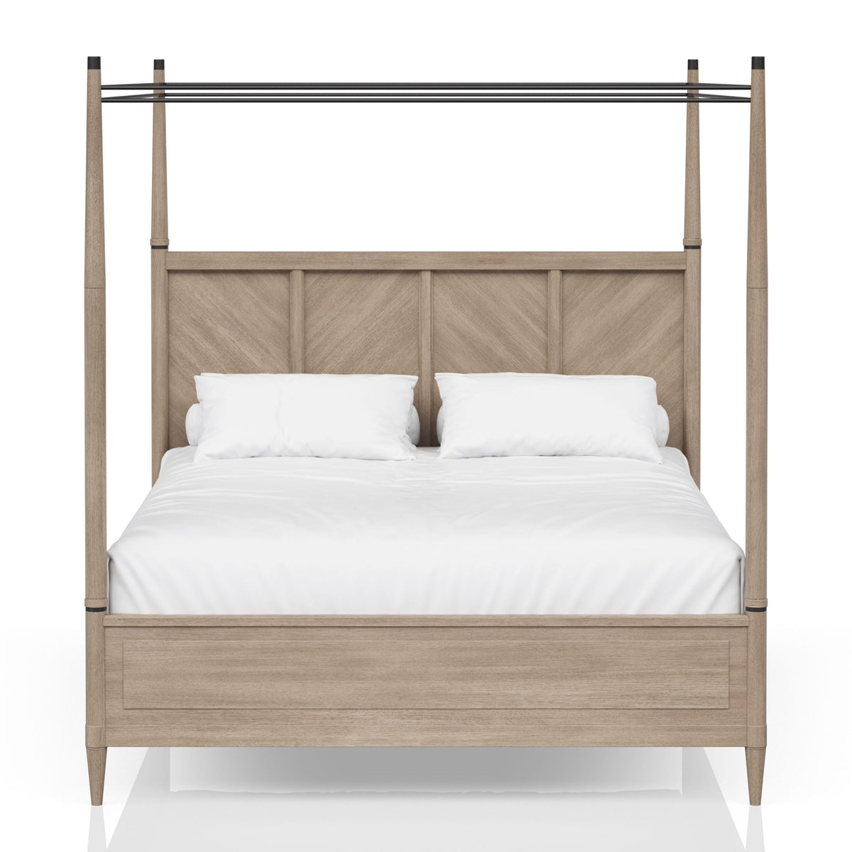 Queen Canopy Bed Frame in Warm Sand Wood Finish