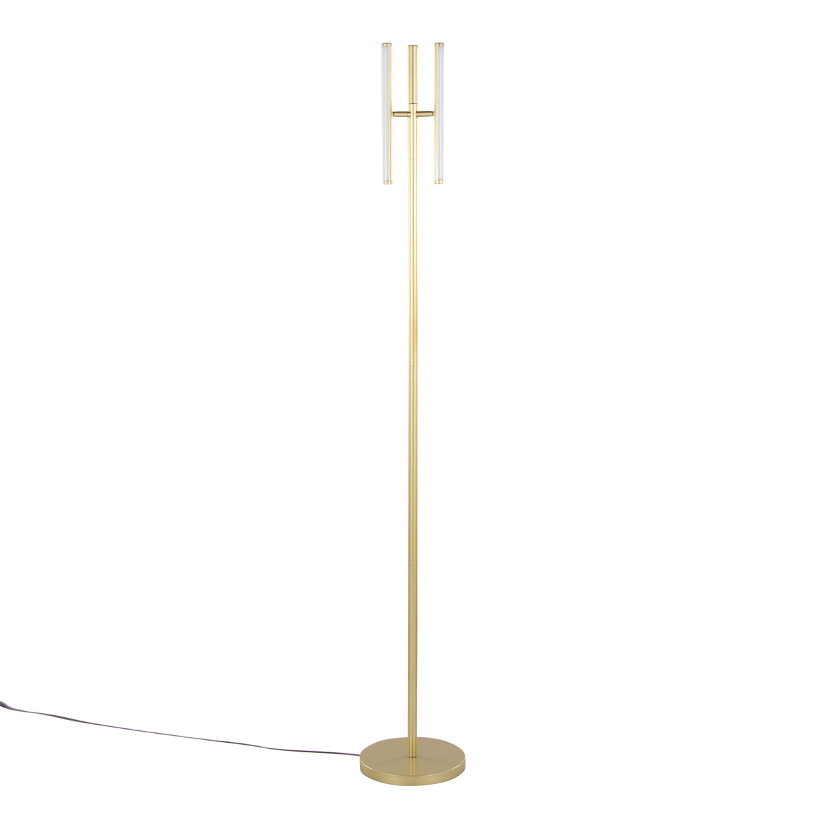 Floor Lamp with Dimmable Foot Switch in Gold Metal
