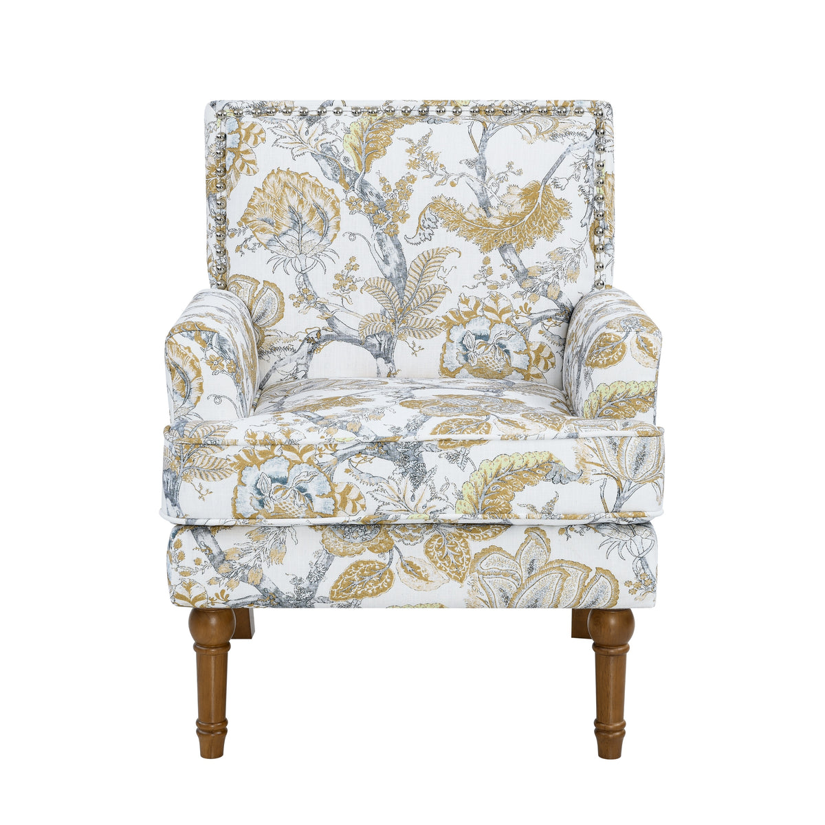 Cream Floral Accent Chair