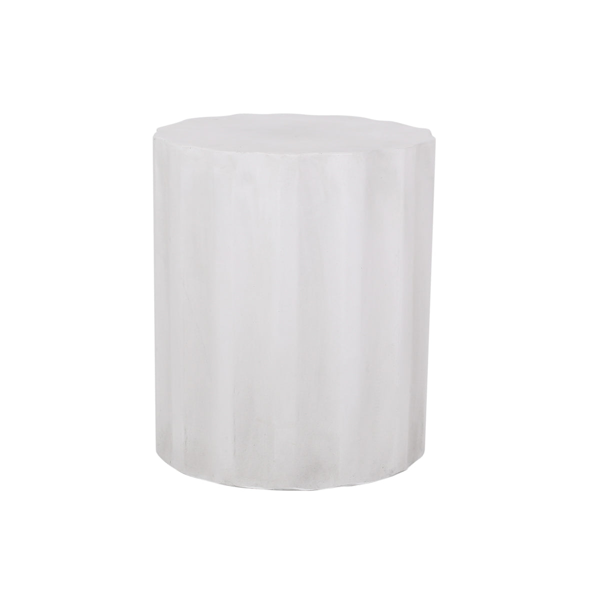 White Concrete Outdoor Side Table, 18 in Tall