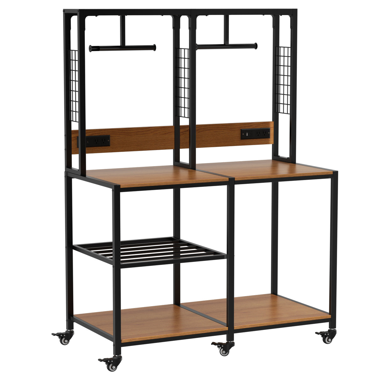 Metal Printer Stand, Swivel, 63 in Tall, Black