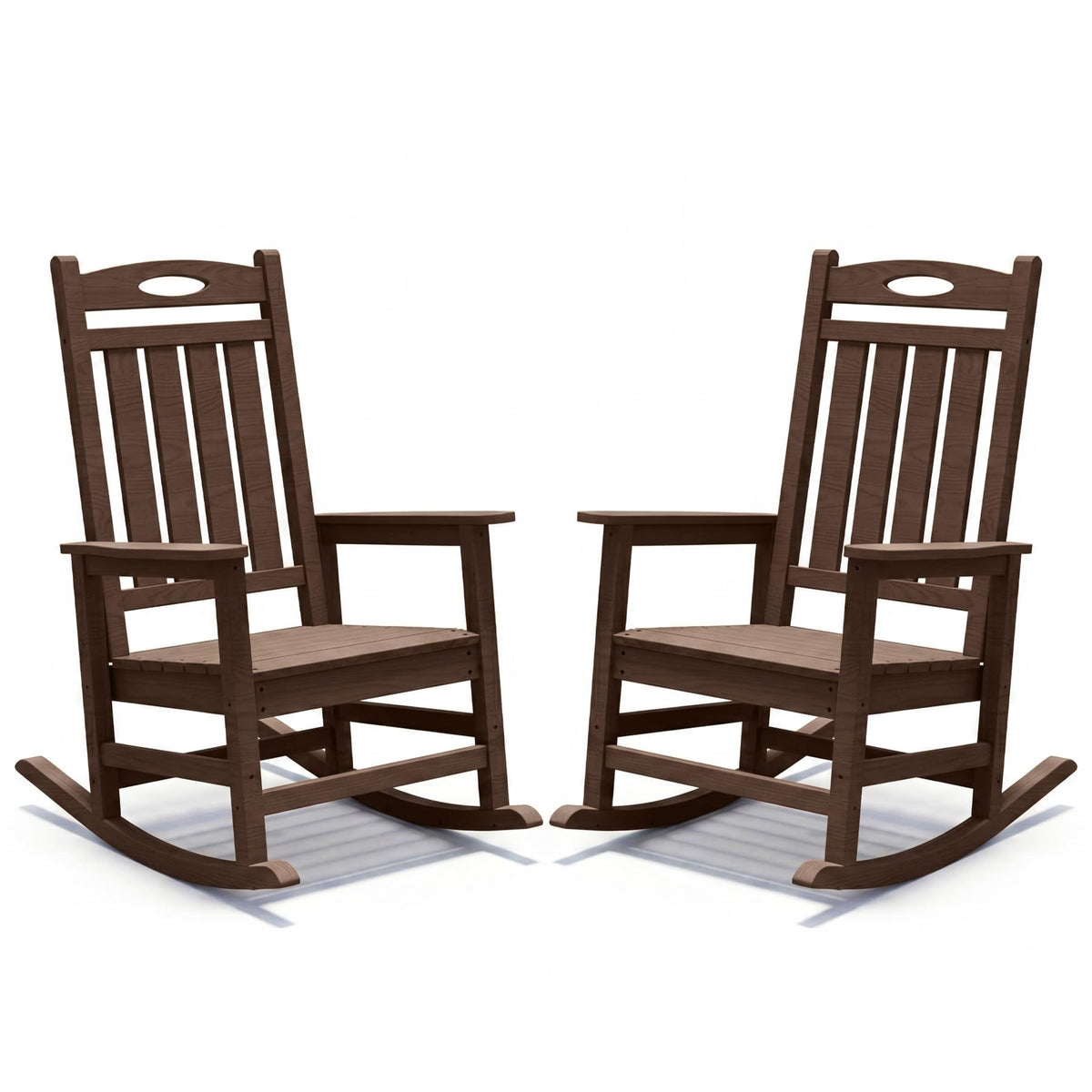 Brown HDPE Outdoor Rocking Chair, Set of 2, 43.7 in Tall