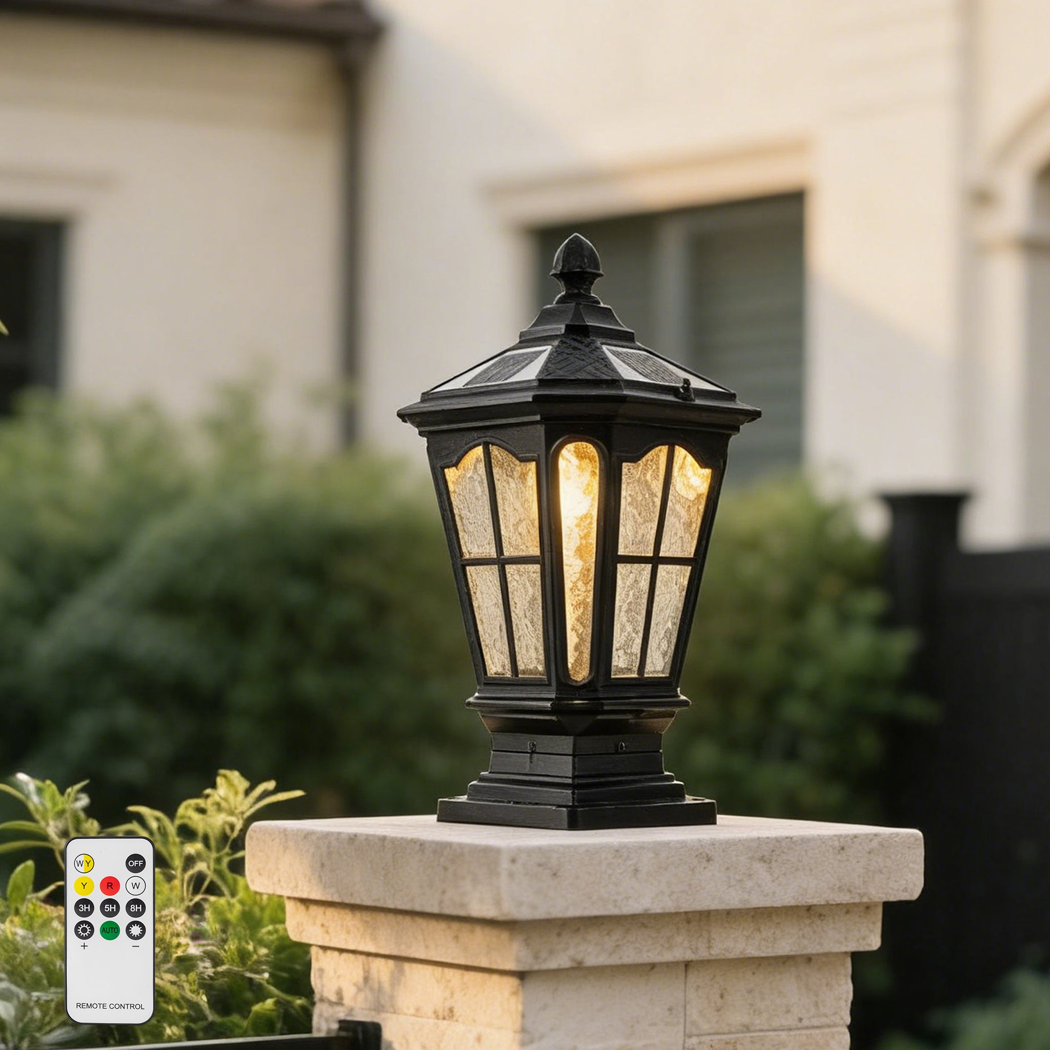 Post Light, Solar Integrated LED Dual-Color in Matte Black