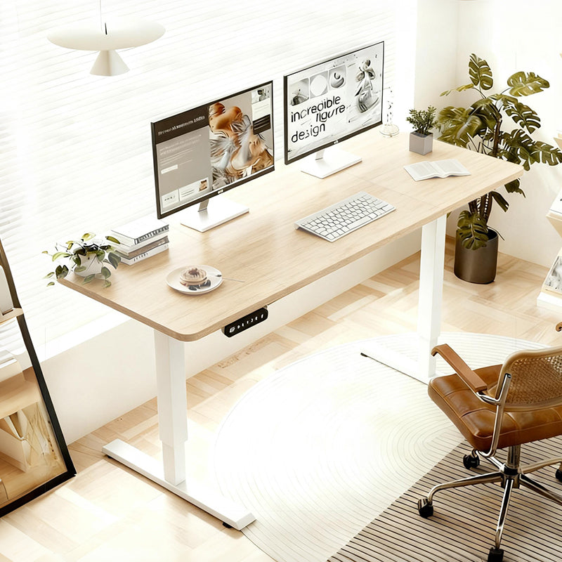 Modern Electric Standing Desk, 4 Memory Presets, USB-C, 55 in, Oak