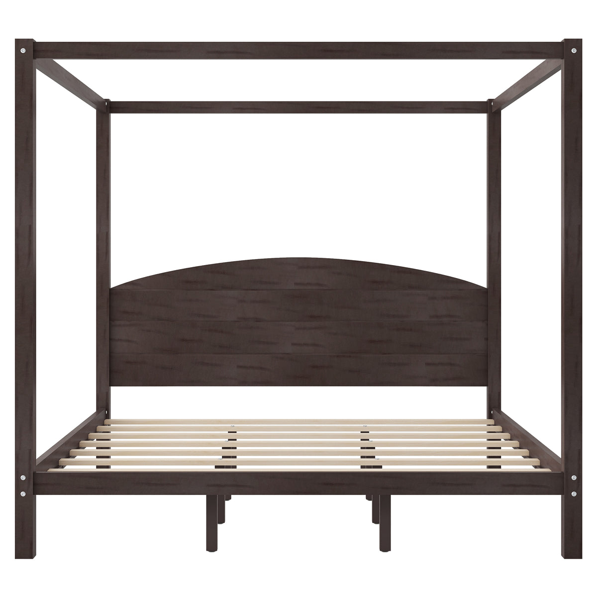 Four Poster Bed, King Canopy Frame in Brown Wash