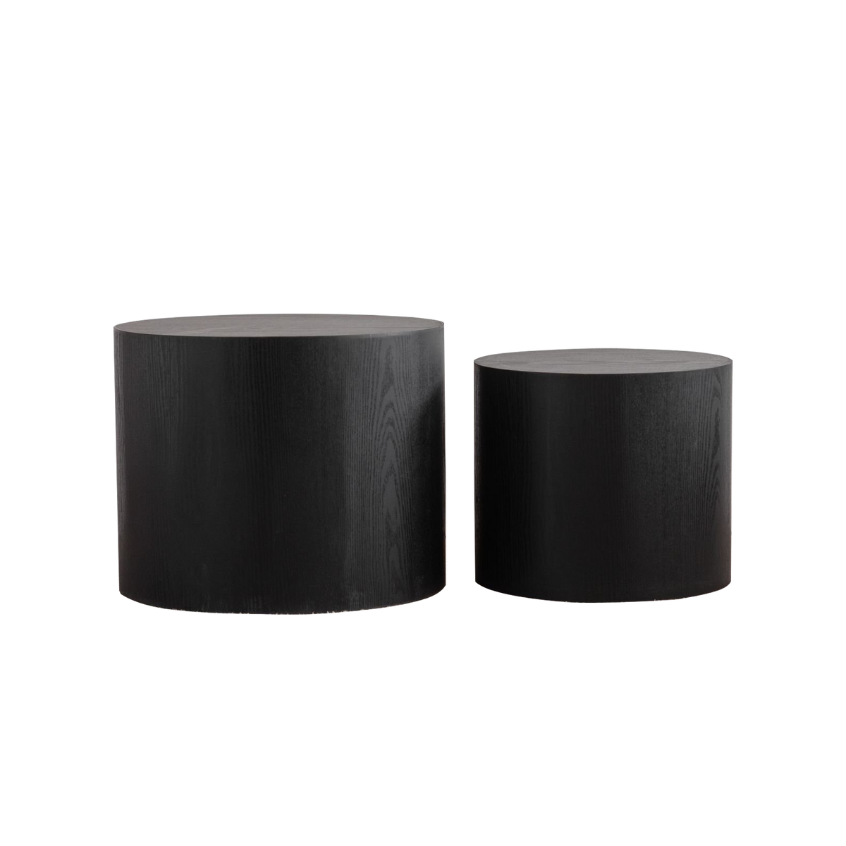 Black Round Drum Coffee Table, Set of 2