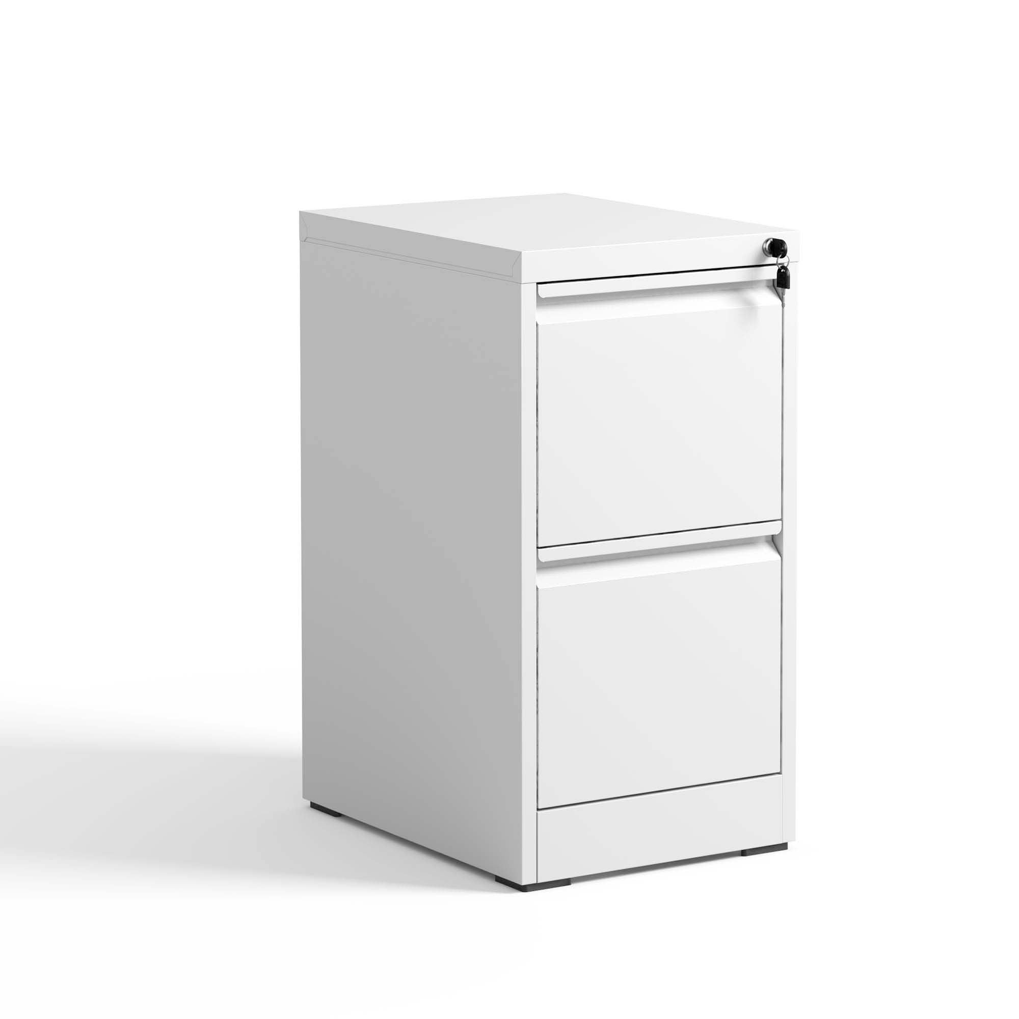 Metal File Cabinet, 2 Drawers, Locking, 28.5 in Tall, White