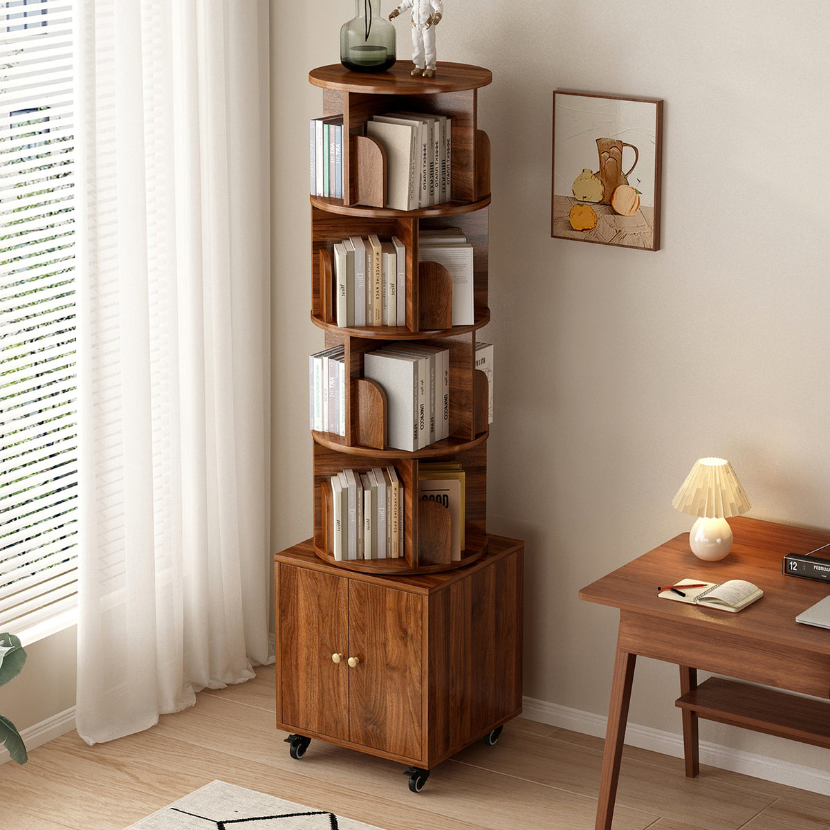 Bookcase, 5 Shelves, 69.7 in Tall, Walnut