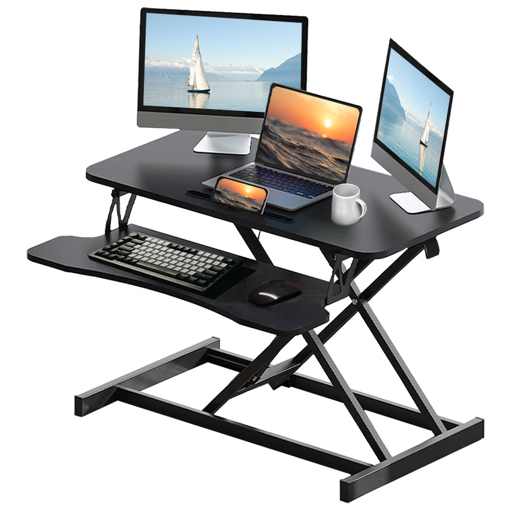 Standing Desk Converter, Keyboard Tray, 31.5 in, Black
