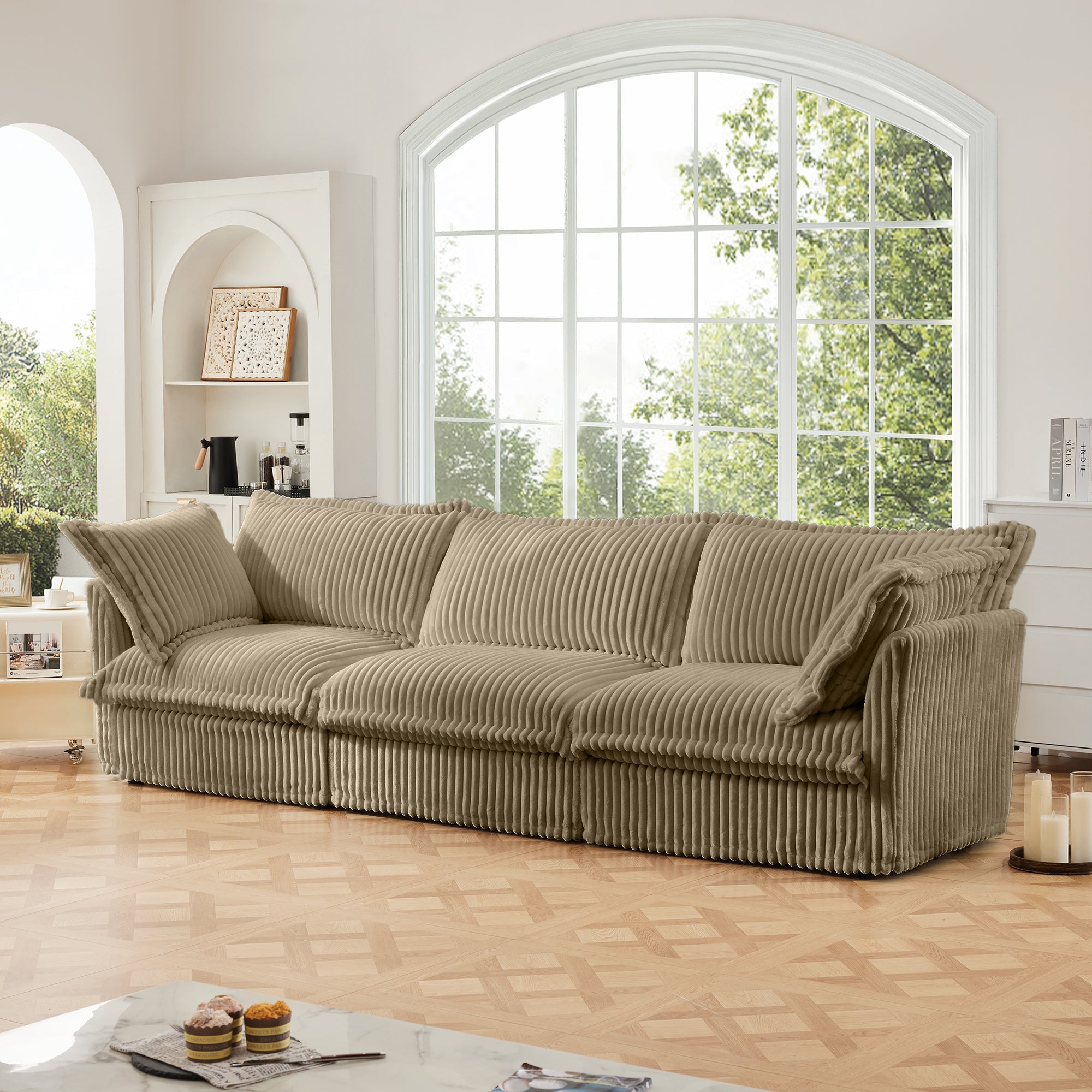 Fluffy 3-Seat Modular Sofa in Corduroy Camel #OttOnly_0 #Fabric_Corduroy Camel