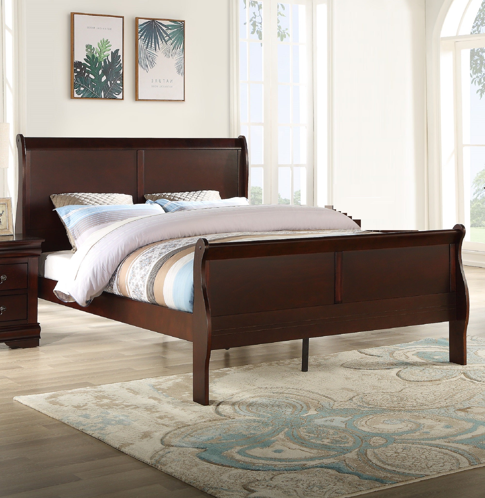 Queen Storage Bed with Drawers, Solid Wood Cherry