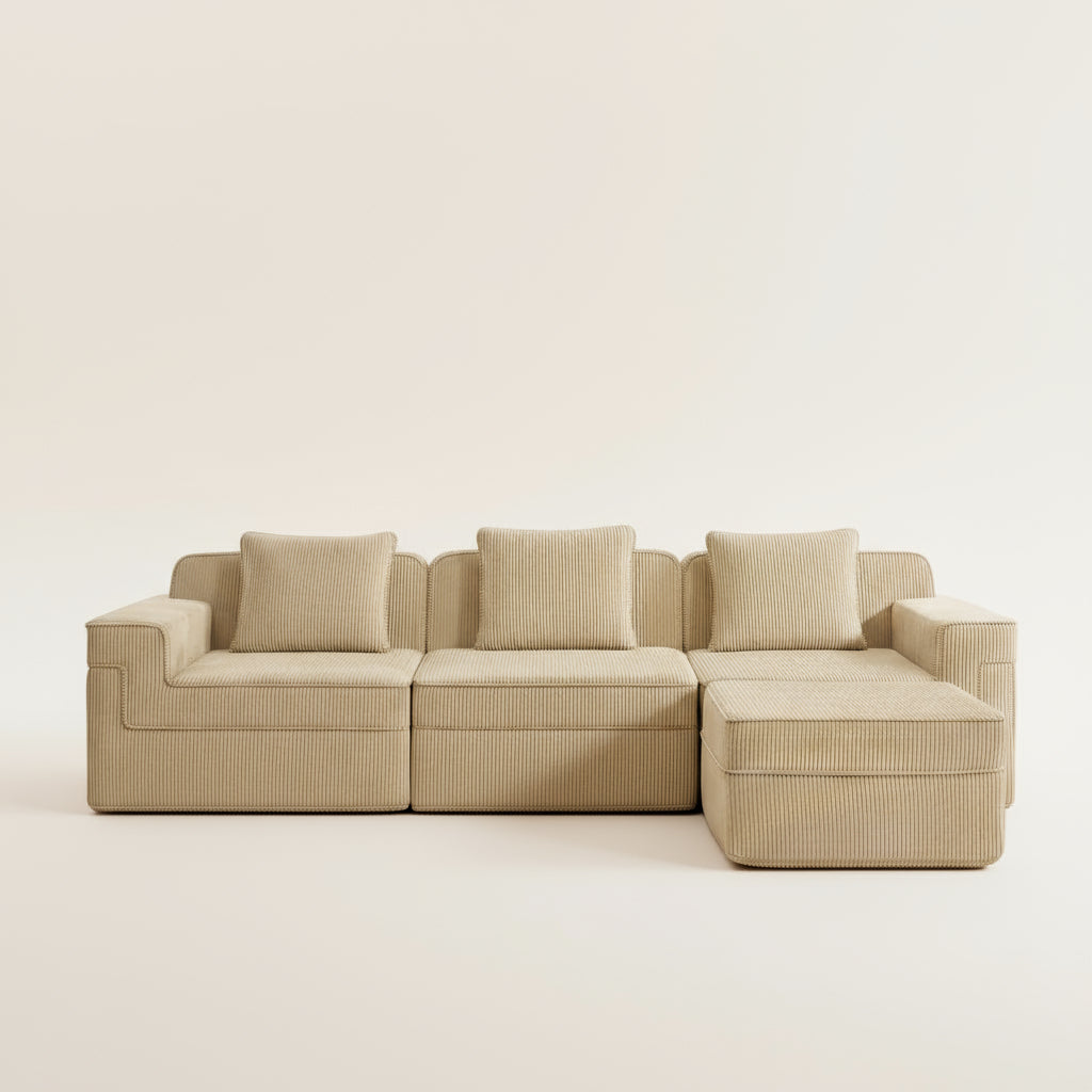 Hudson 3-Seat Boneless Couch in Camel with 1 ottoman #OttOnly_1 #Color_Camel