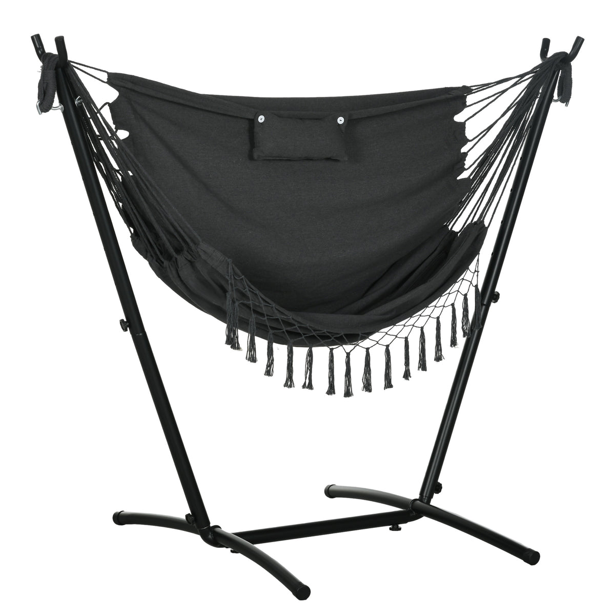 Gray Metal Hammock Chair with Stand, with Headrest