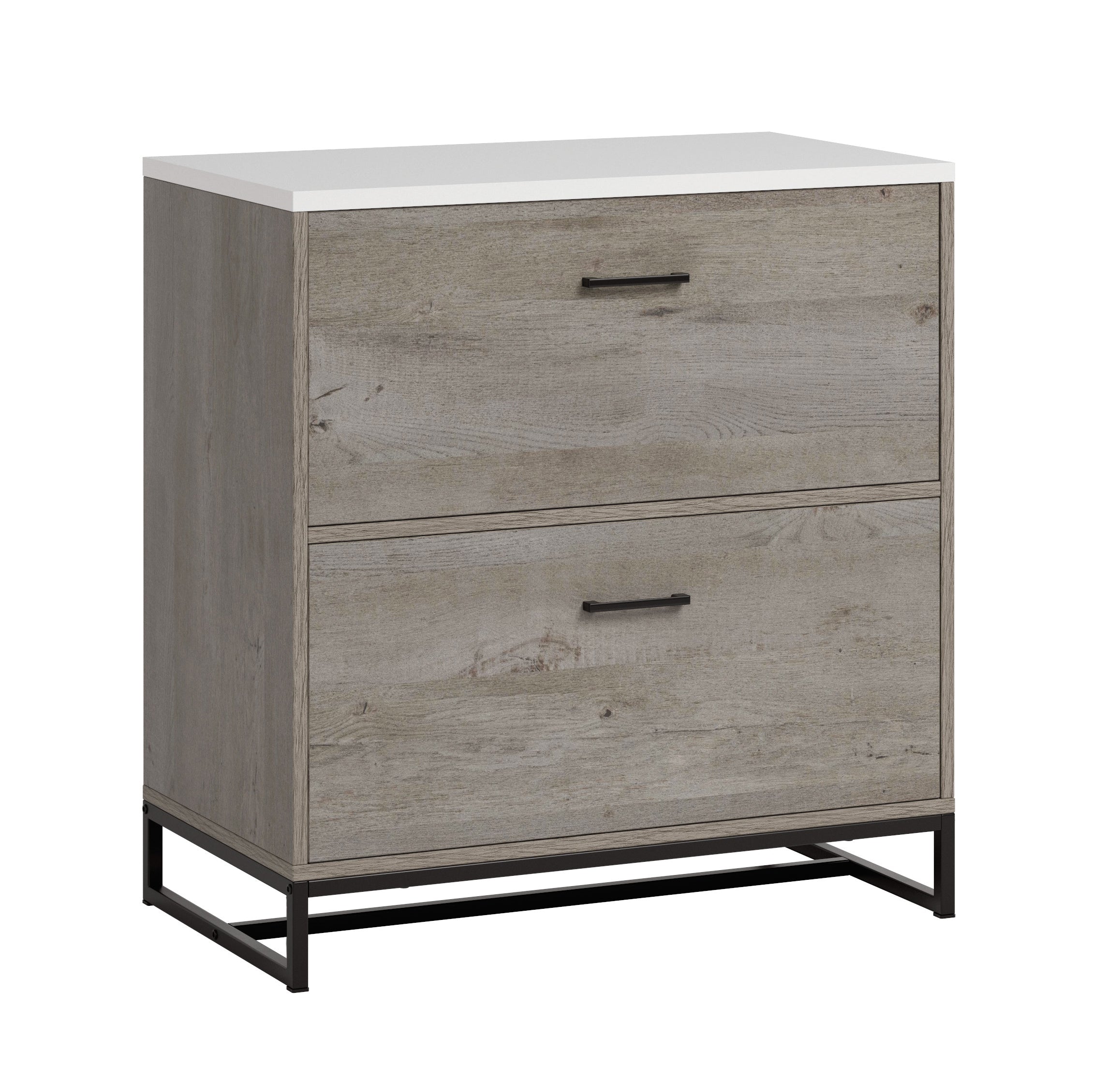 Modern Metal File Cabinet, 2 Drawers, 29.5 in Tall, Brown