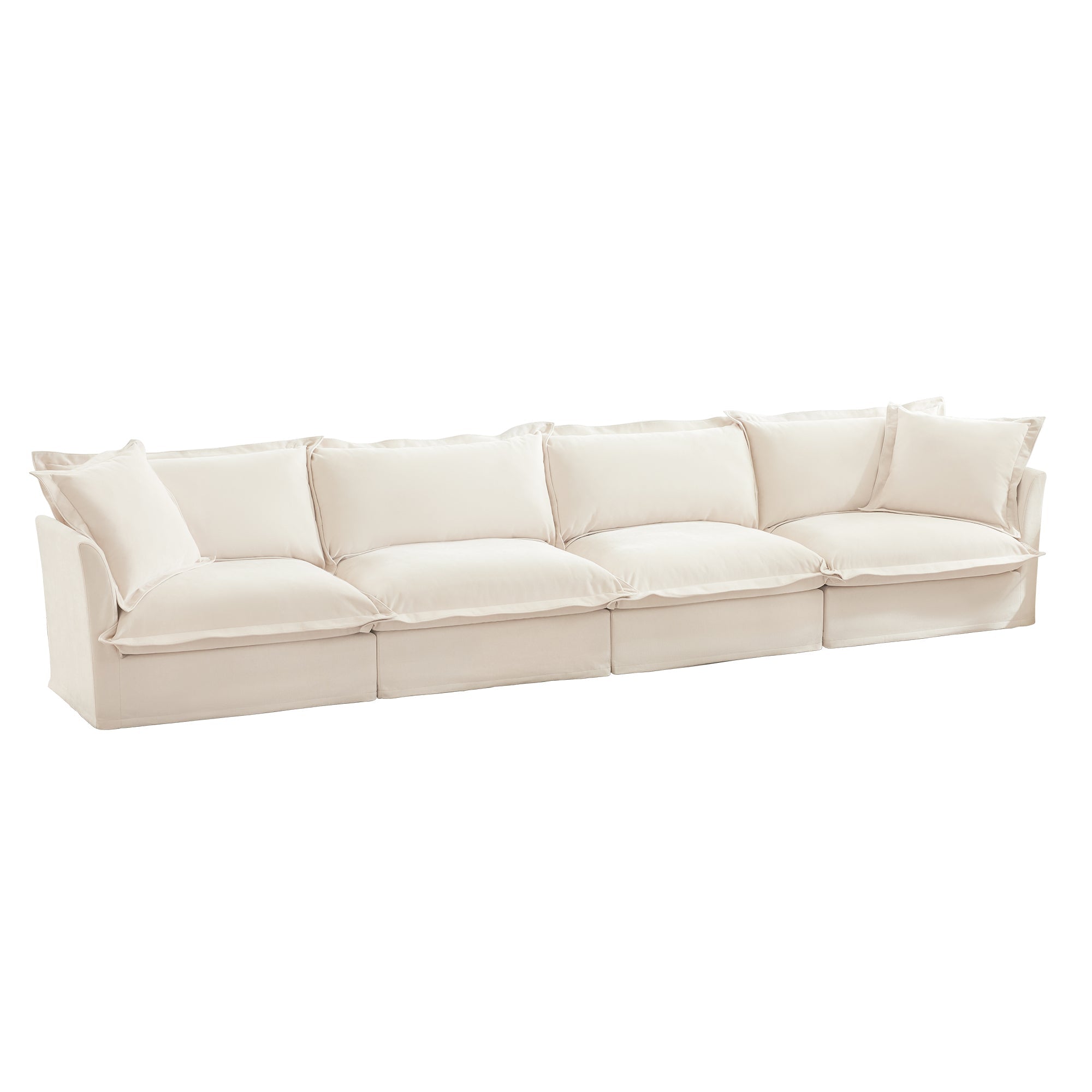 Fluffy 4-Seat Modular Sofa in Chenille Cream #OttOnly_0 #Fabric_Chenille Cream