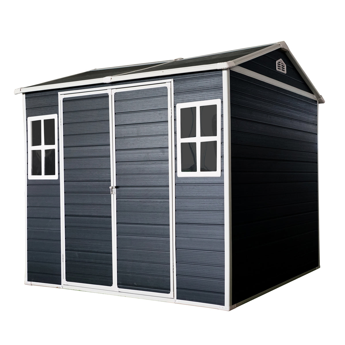 6x8 ft Black Resin Storage Shed with Floor