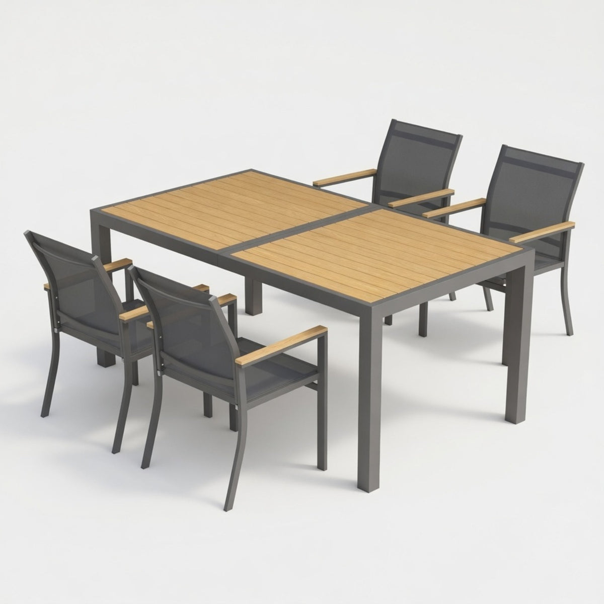Gray Aluminum 5-Piece Patio Dining Set for 4