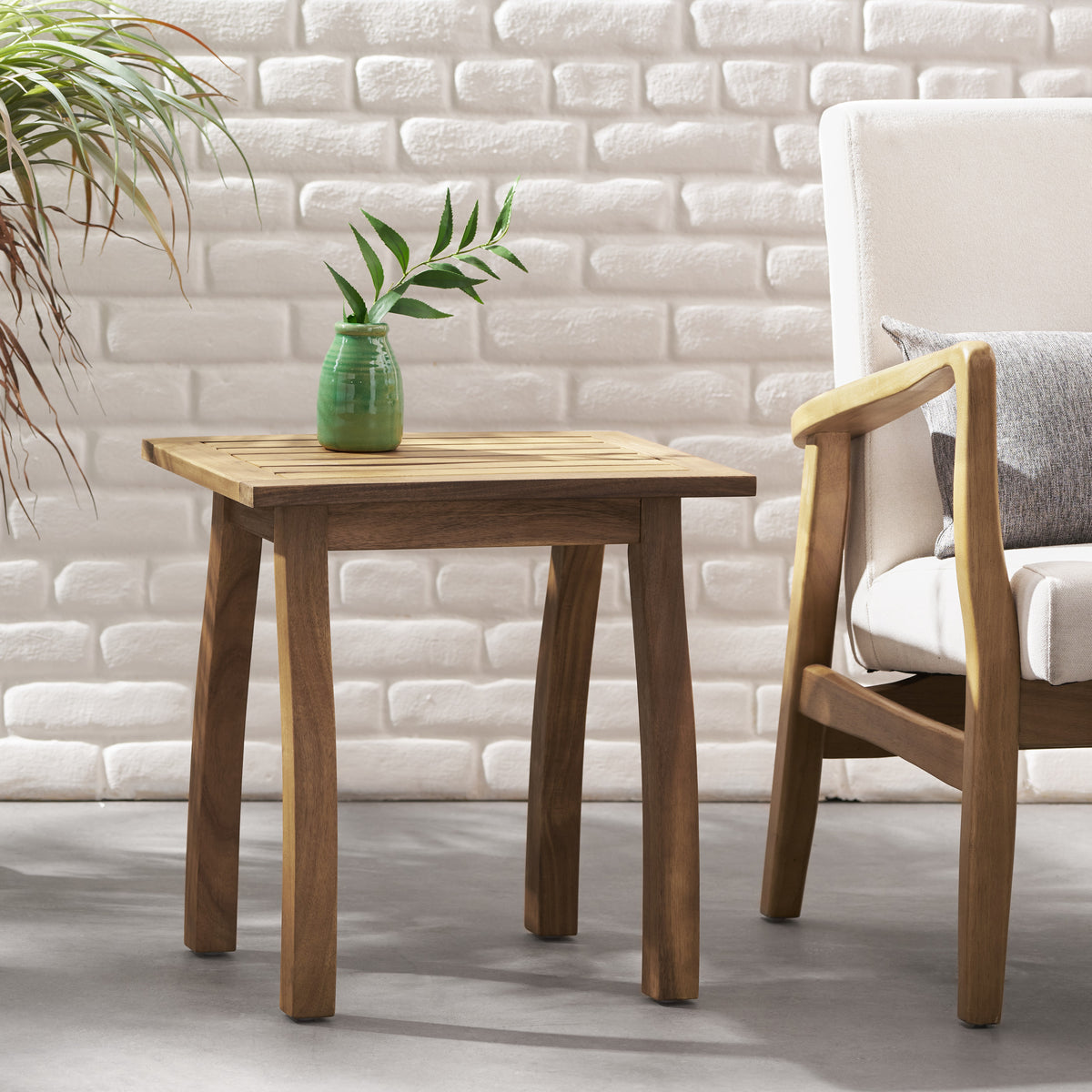 Natural Rectangular Outdoor Side Table