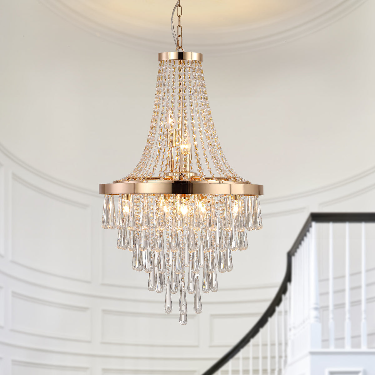 Tiered K9 Crystal 11-Light Chandelier, 20 in