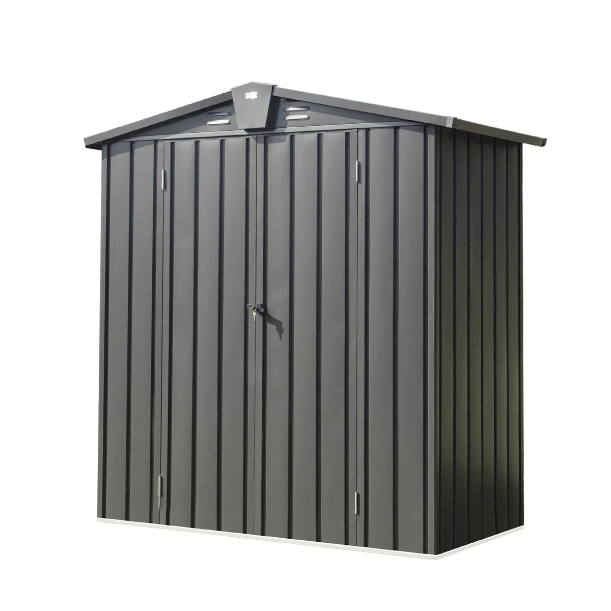 3x5.7 ft Dark Gray Metal Storage Shed with Lockable Doors