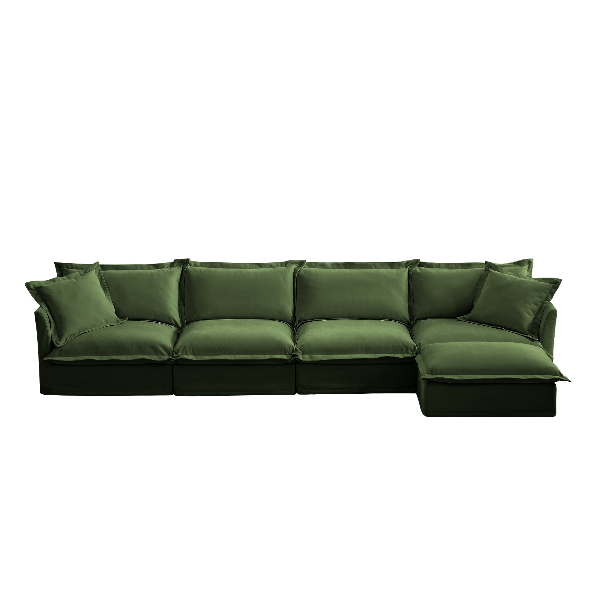 Fluffy 4-Seat Modular Sofa in Chenille Olive #OttOnly_1 #Fabric_Chenille Olive