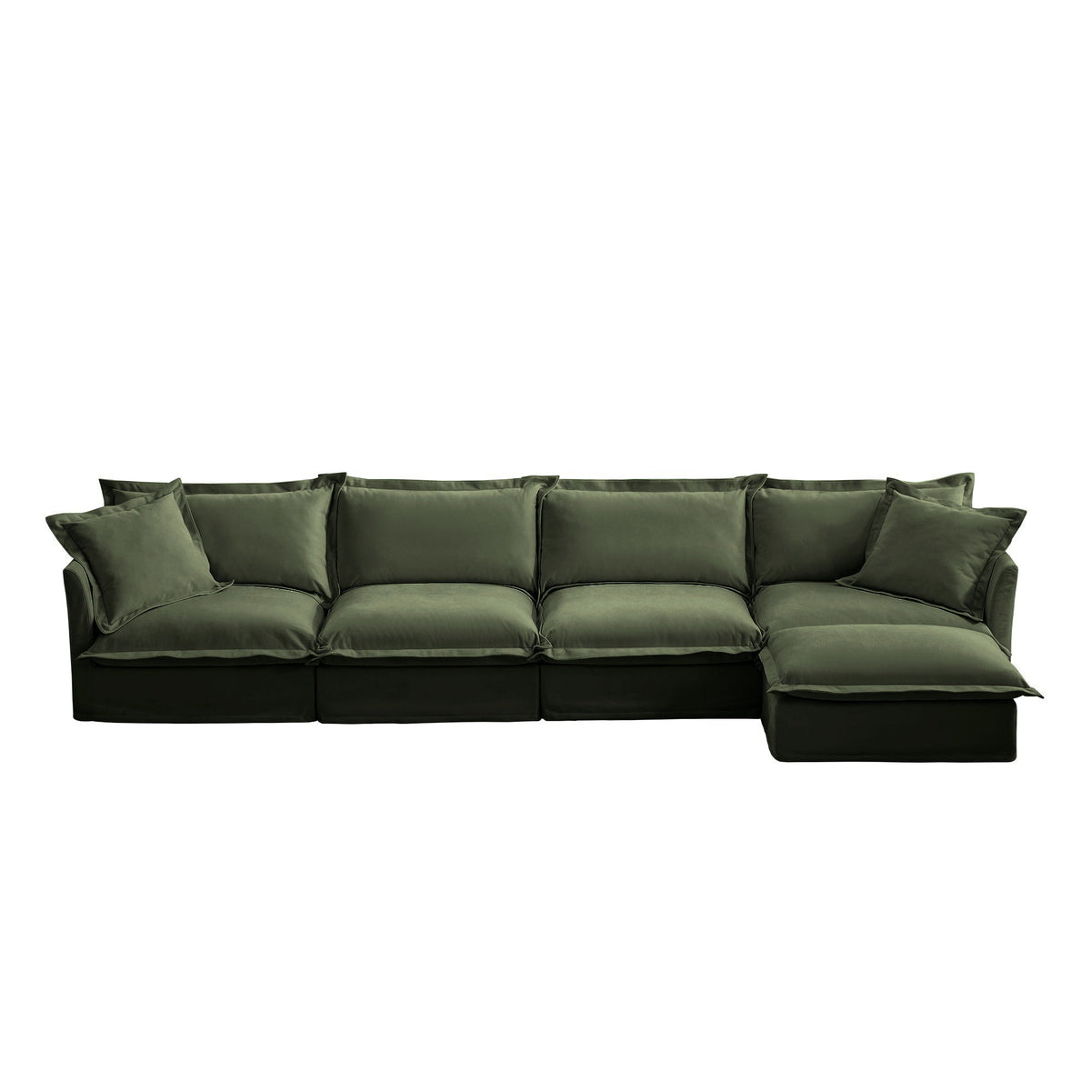 Fluffy 4-Seat Modular Sofa in Chenille Olive #OttOnly_1 #Fabric_Chenille Olive