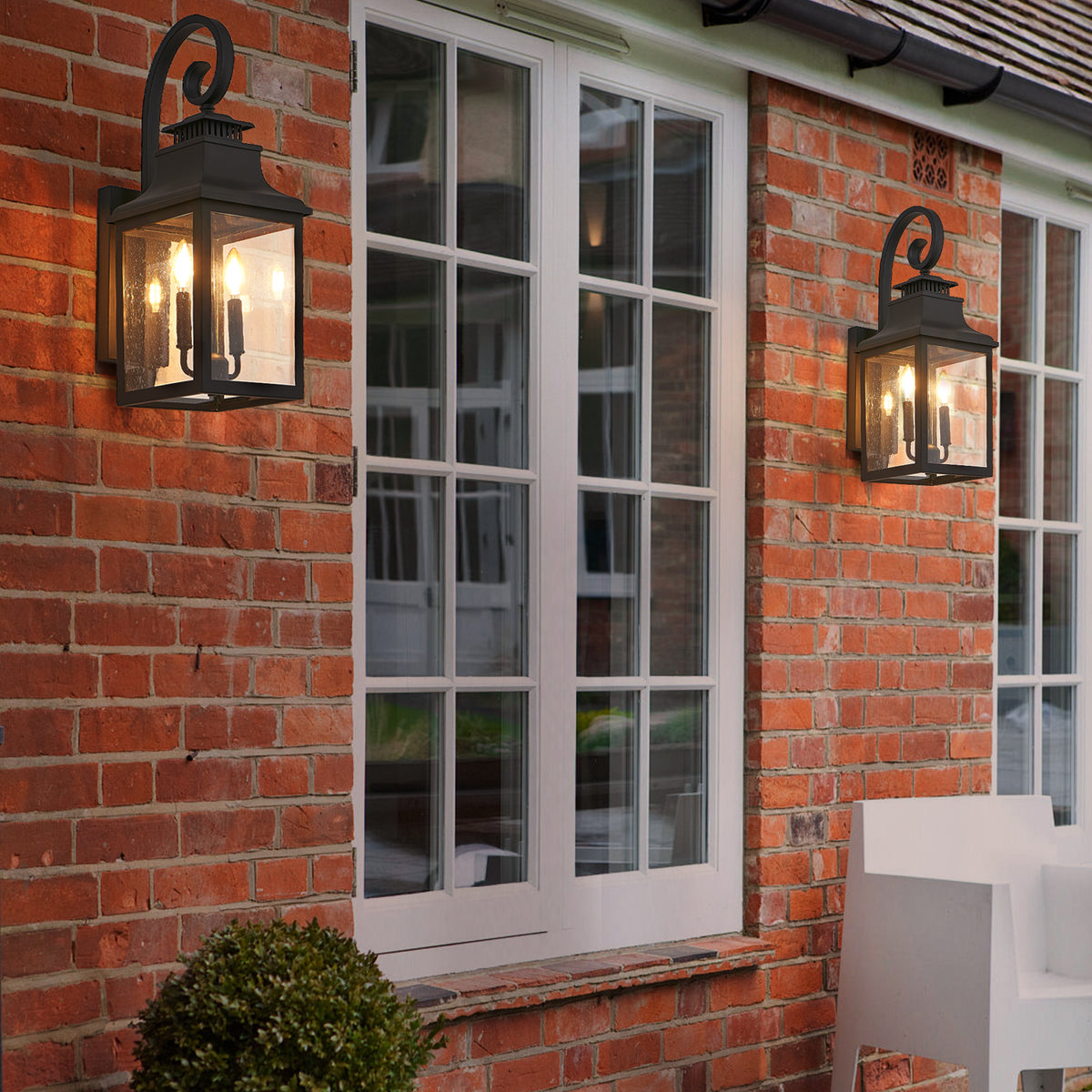 Outdoor Wall Light, Acrylic Frame, Glass Shade, Black