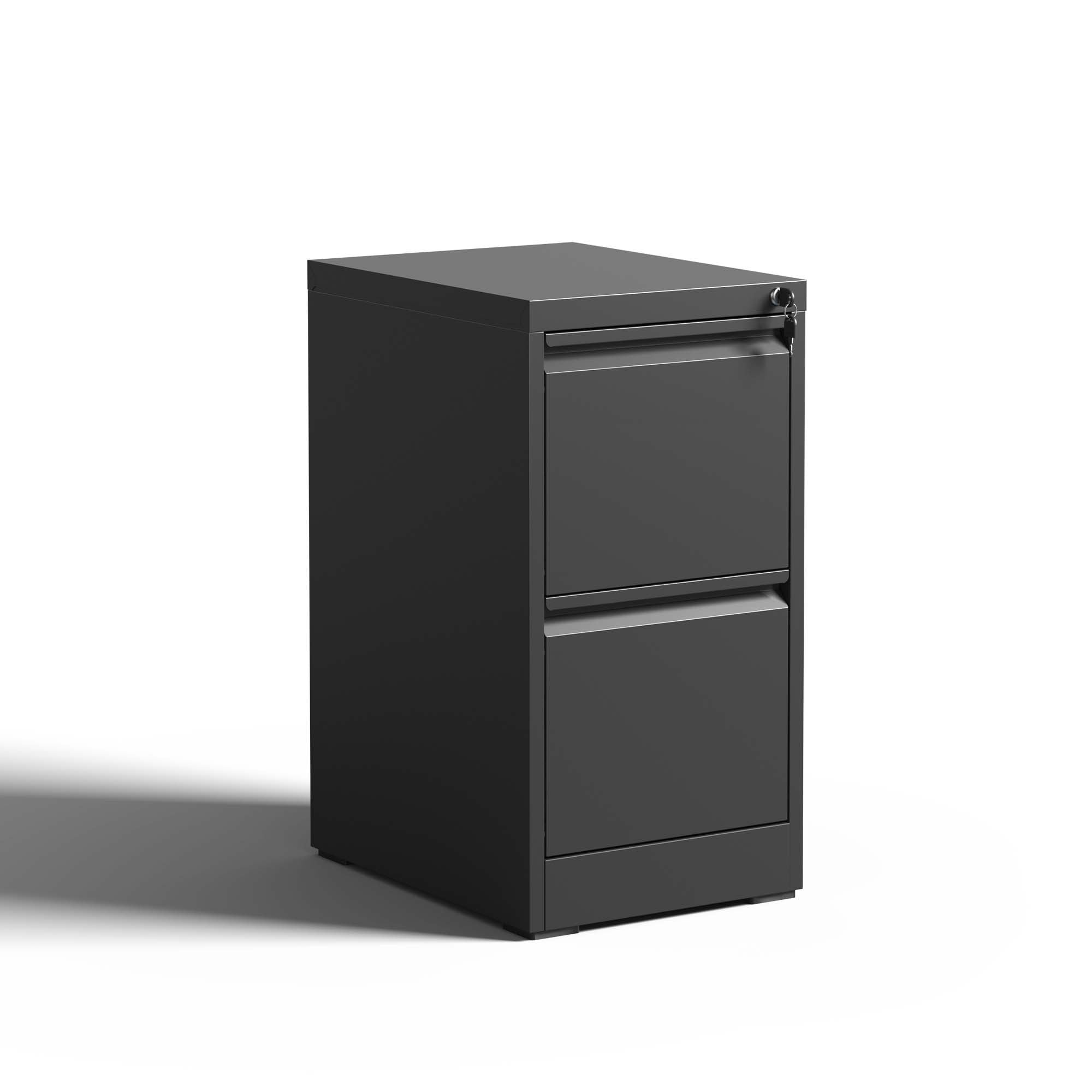 Metal File Cabinet, 2 Drawers, Locking, 28.5 in Tall, Black