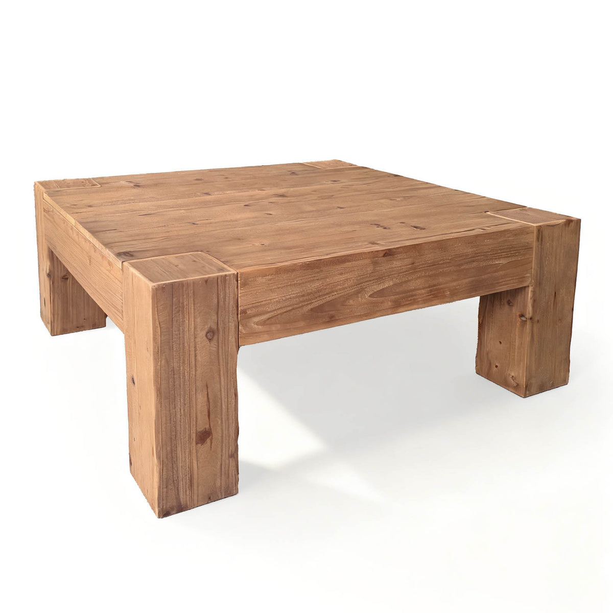 Brown Weathered Solid Wood Square Coffee Table, 39.4 in