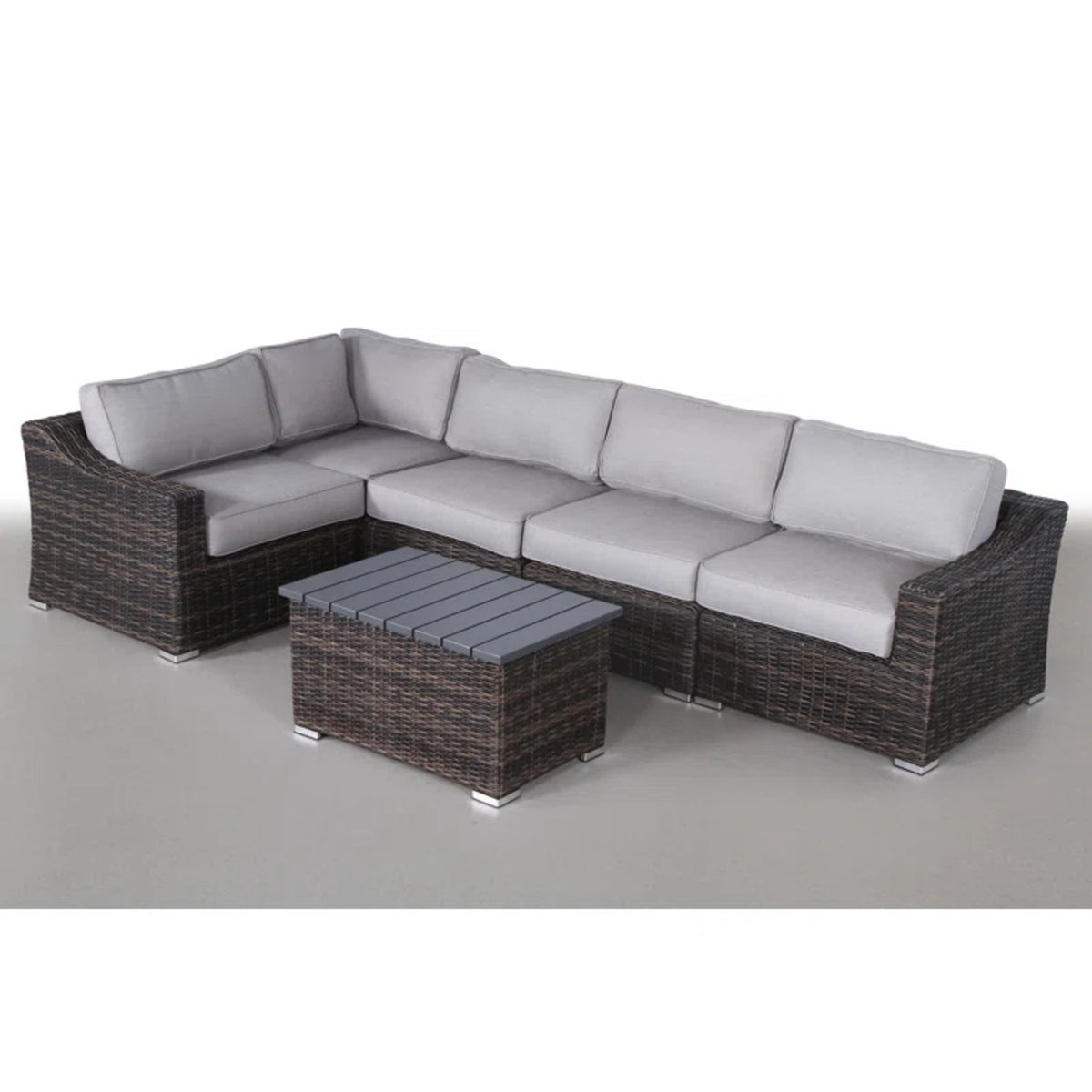 Brown Wicker Patio Conversation Set for 4 with Cushions
