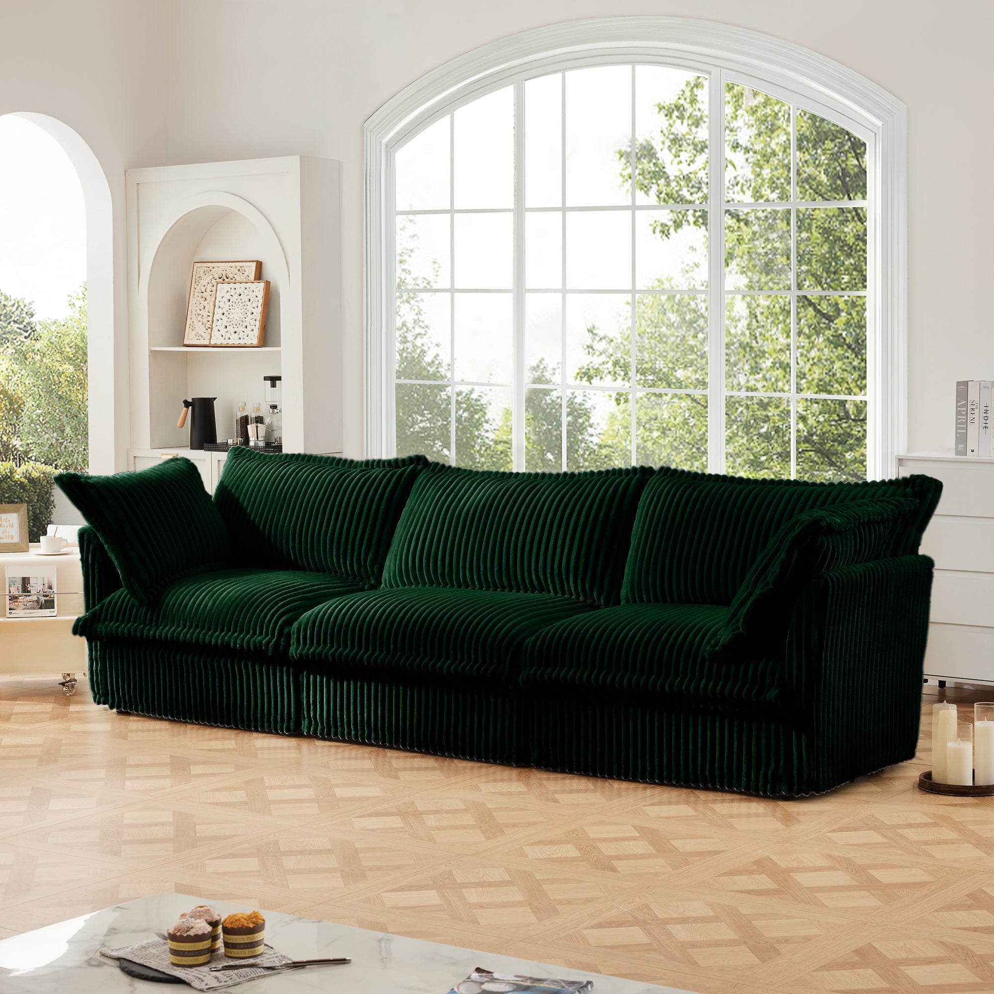 Fluffy 3-Seat Modular Sofa in Corduroy Emerald #OttOnly_0 #Fabric_Corduroy Emerald