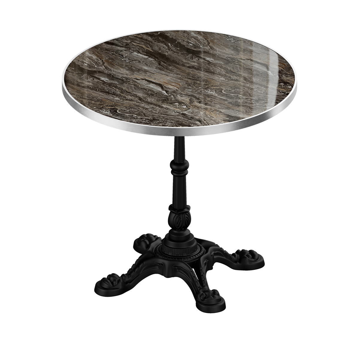 Gray Sintered Stone Round Outdoor Dining Table, 31.5 in Wide