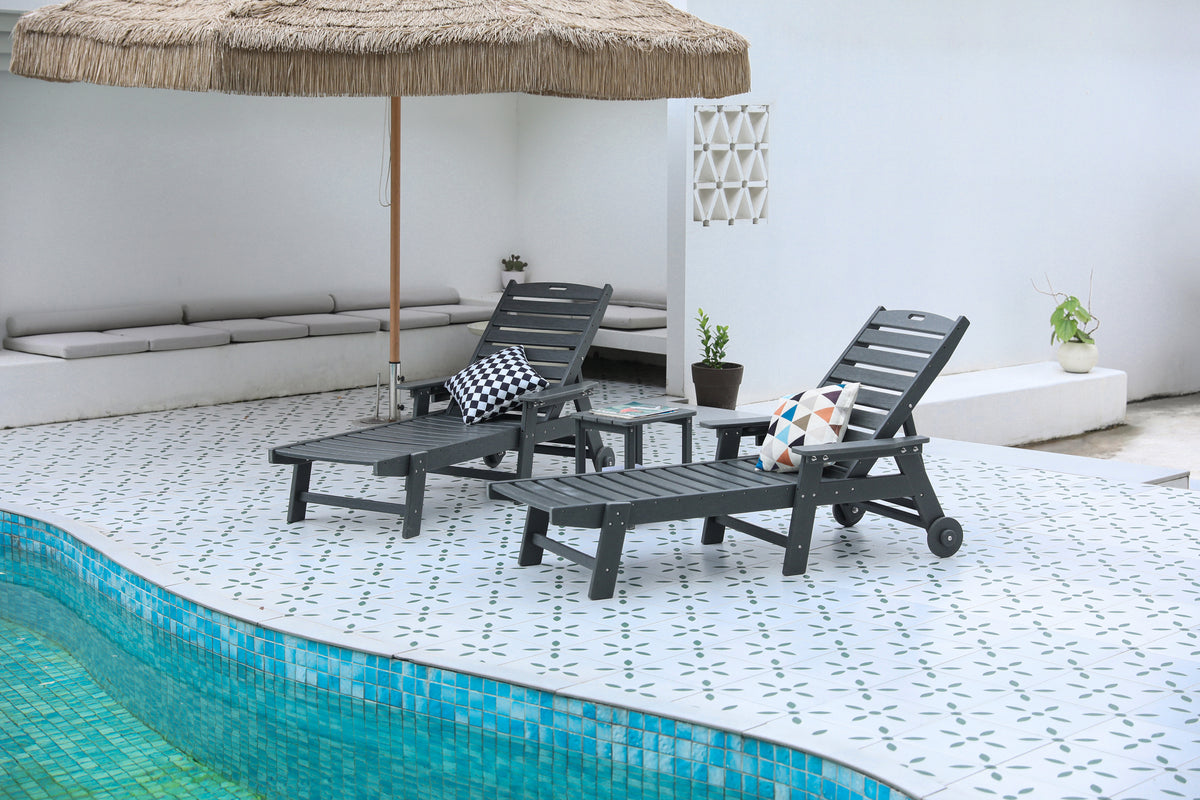 Gray HDPE 3-Piece Patio Lounge Set