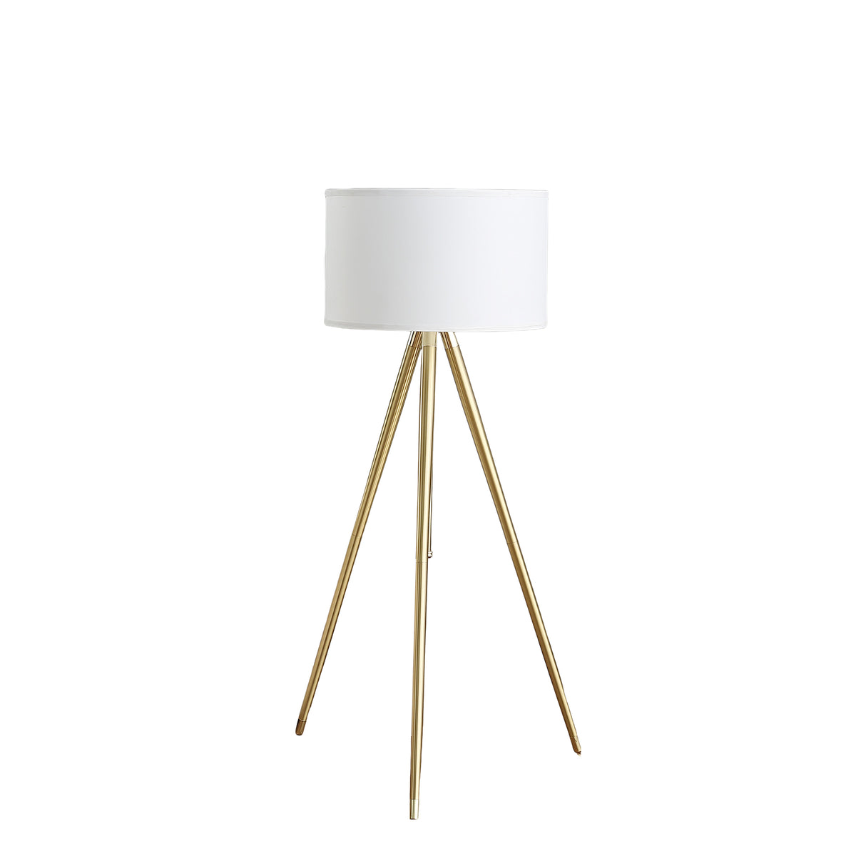 Gold and White Modern Floor Lamp, 64 in, Fabric and Metal