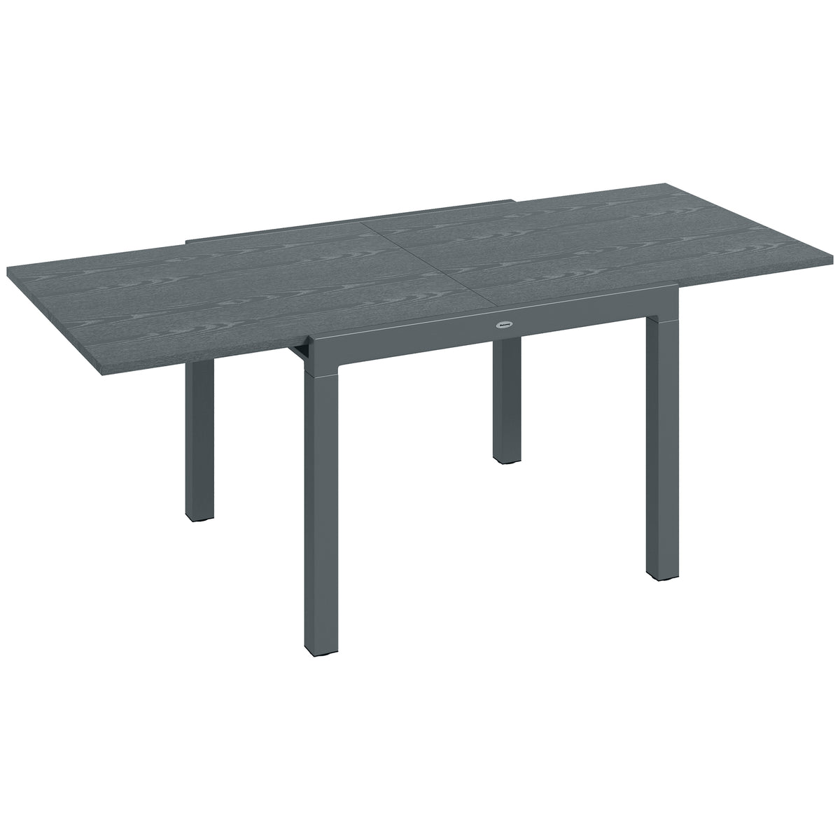 Dark Gray Metal Rectangular Outdoor Dining Table Extendable, 82.7 in Wide